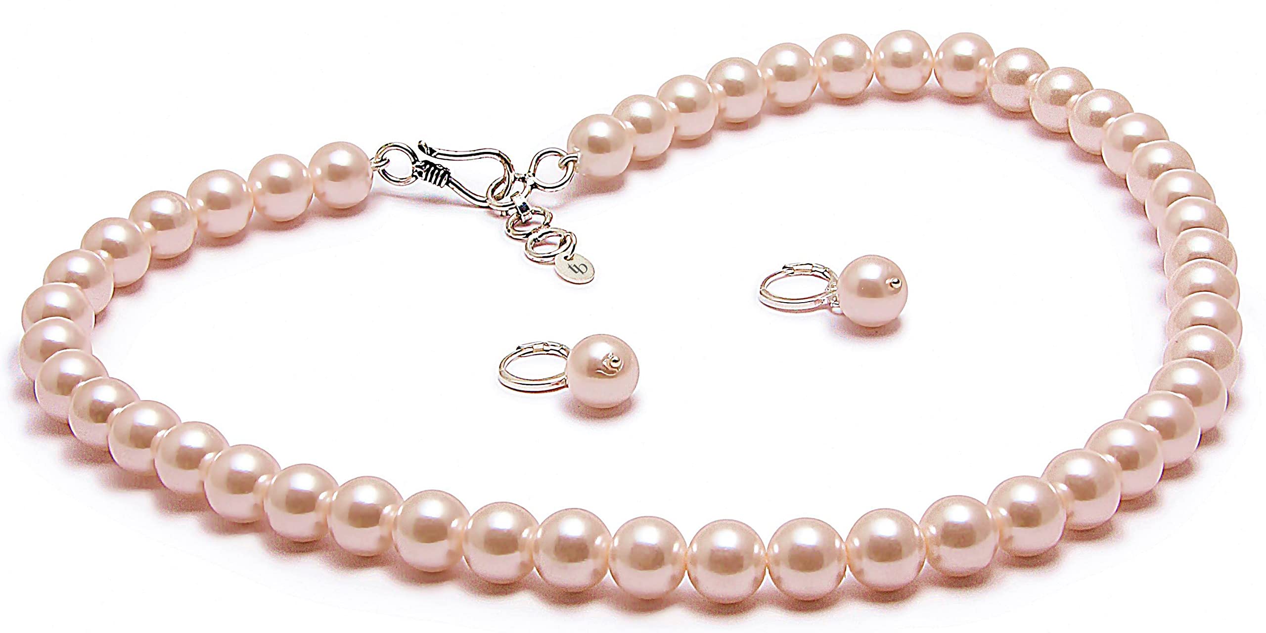 Taruna Biyani Baby Pink Imitation Pearl 10mm Bead Size Strand Necklace Mala Set for Women (PS113)