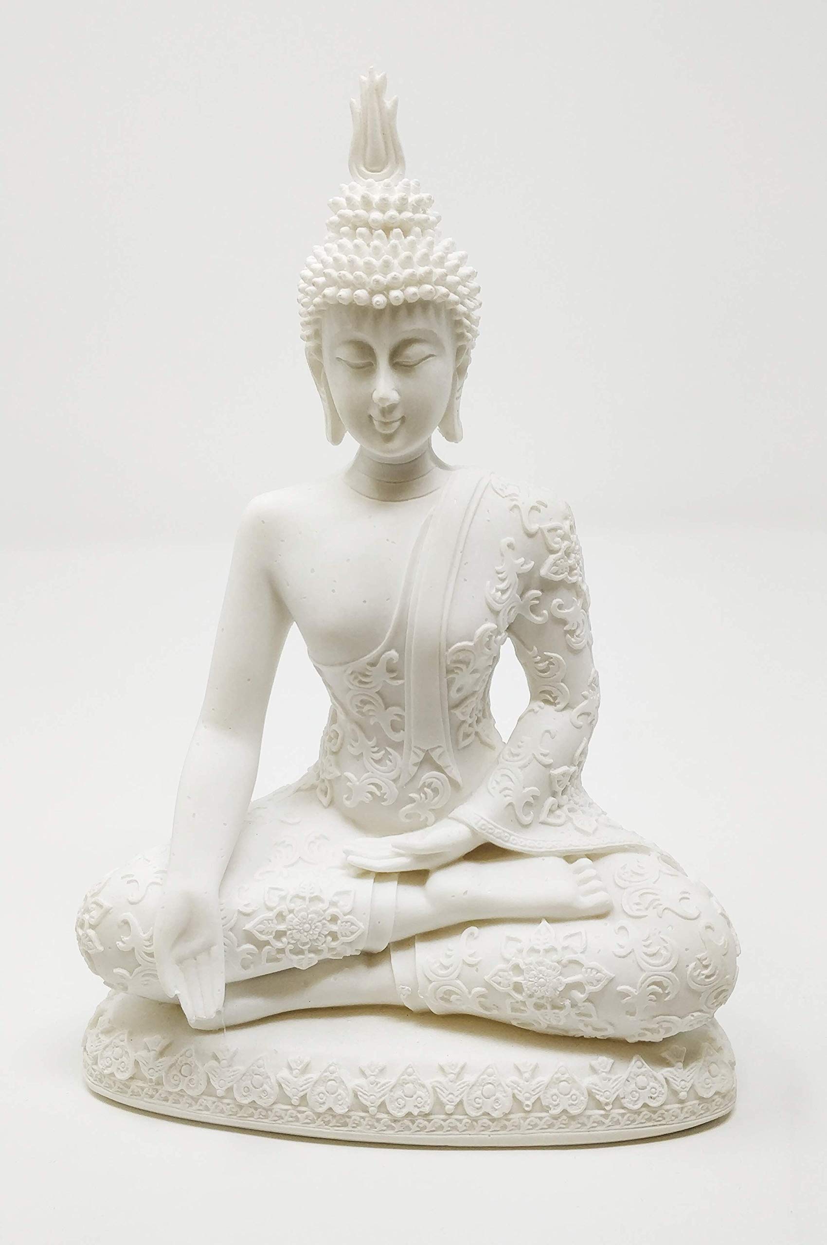 Sterlling Effectz Ornaments JRose Collections Thai Buddha Sitting White Colour Meditating 20Cms High JR1365