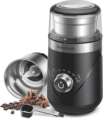 SHARDOR Adjustable Coffee Bean Grinder Electric, Herb/Spice, Espresso Grinder with 1 Removable Stainless Steel Bowl, Matte Black