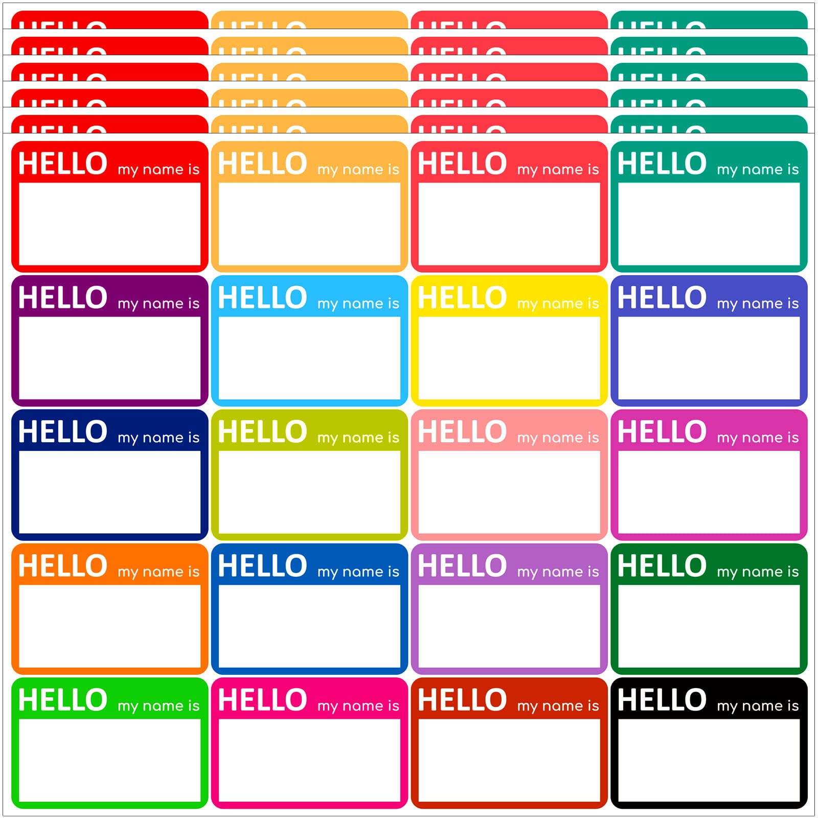 200 Pcs Name Tag Stickers (Hello My Name is) Name Stickers Self-Adhesive Name Badge Name Labels Colorful Name Tags for Clothes, School, Office, Party, Teachers, Kids, Adults