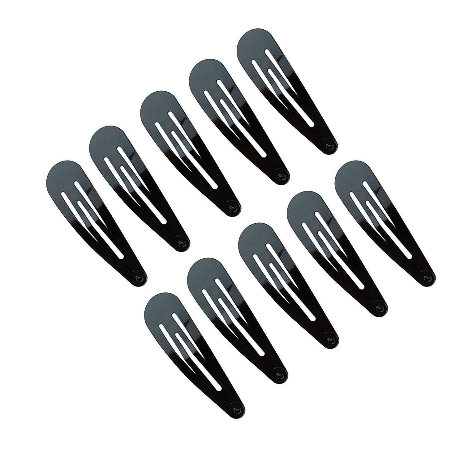 KitschPro Snap Hair Clips 10-Pieces, Black- Black - 10 Count