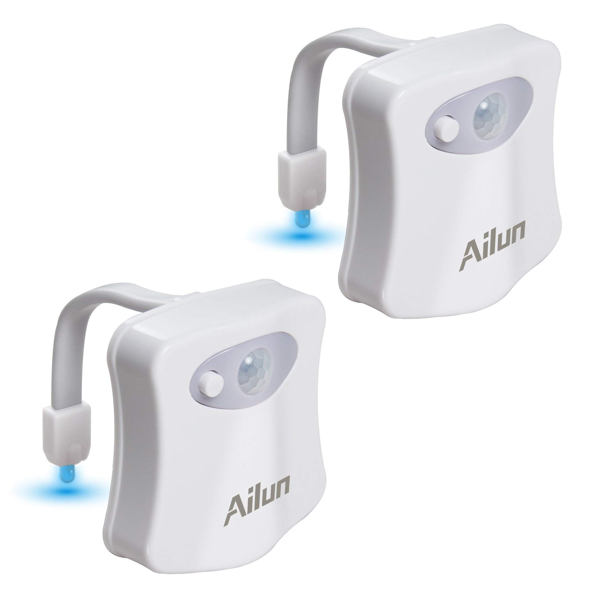 Ailun Toilet Night Light 2Pack Motion Activated LED Light 8 Colors Changing Toilet Bowl Nightlight for Bathroom Battery Not Included Perfect Decorating Combination Along with Water Faucet Light