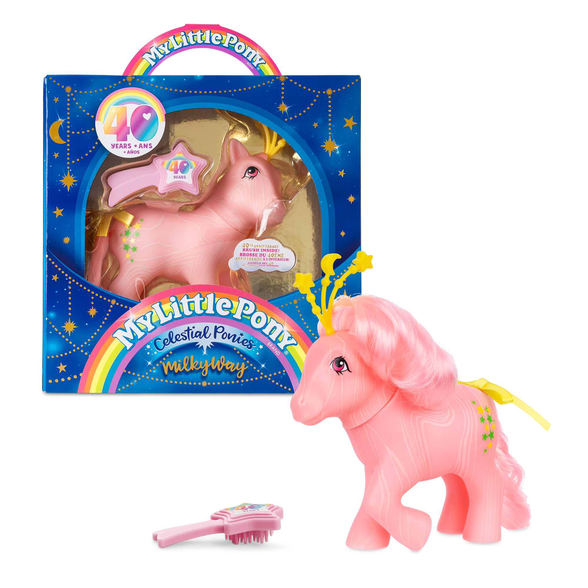 My Little Pony Classics - Celestial Ponies - Milky Way - Retro 4" Collectible Play Figure, Great For Kids, Toddlers, Adults, Girls and Boys Ages 3+