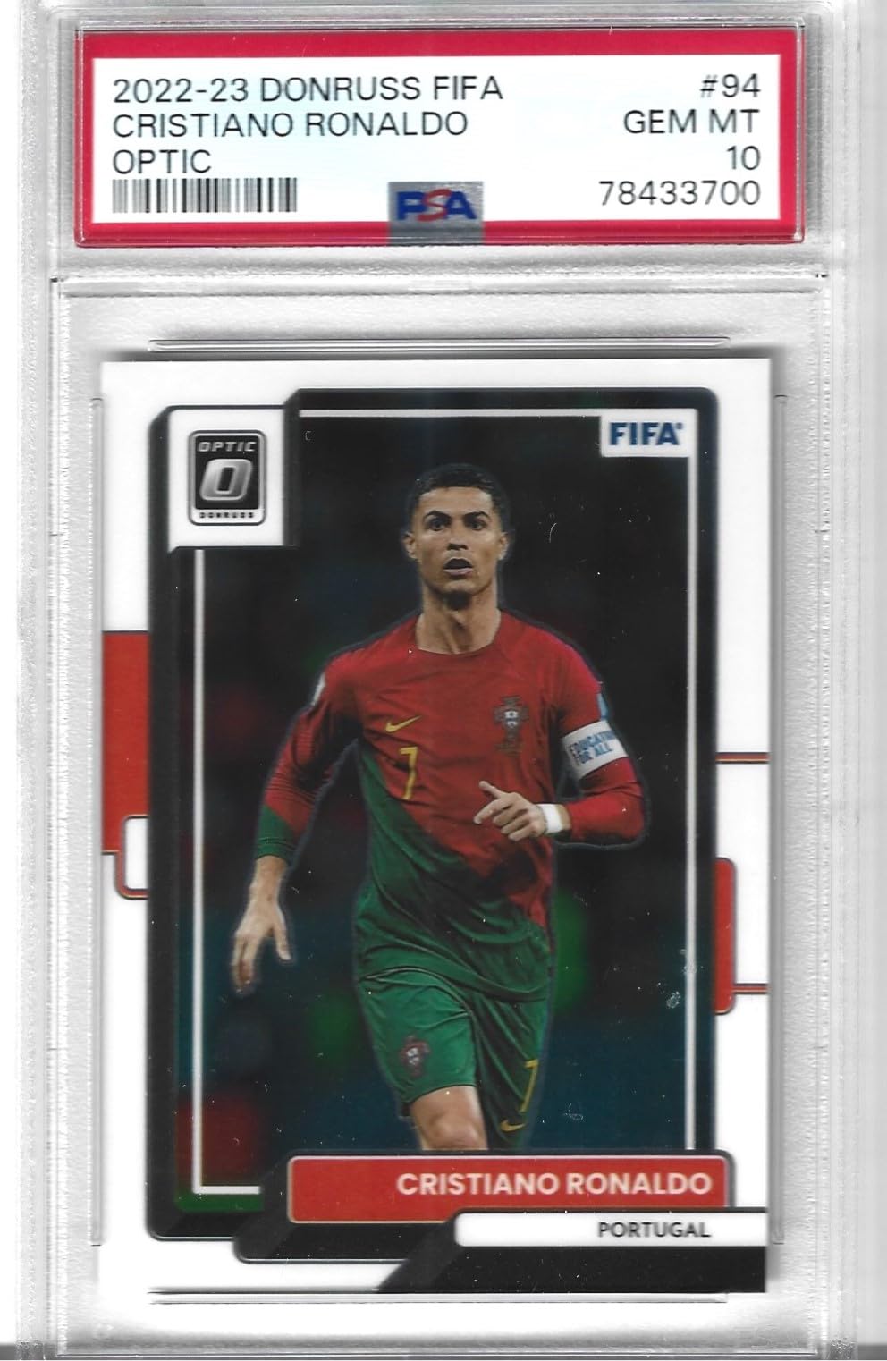 PSA 10 CRISTIANO RONALDO SOCCER CARD PANINI DONRUSS OPTIC GRADED PSA GEM MINT 10 SUPERSTAR ALL WORLD SOCCER PLAYER