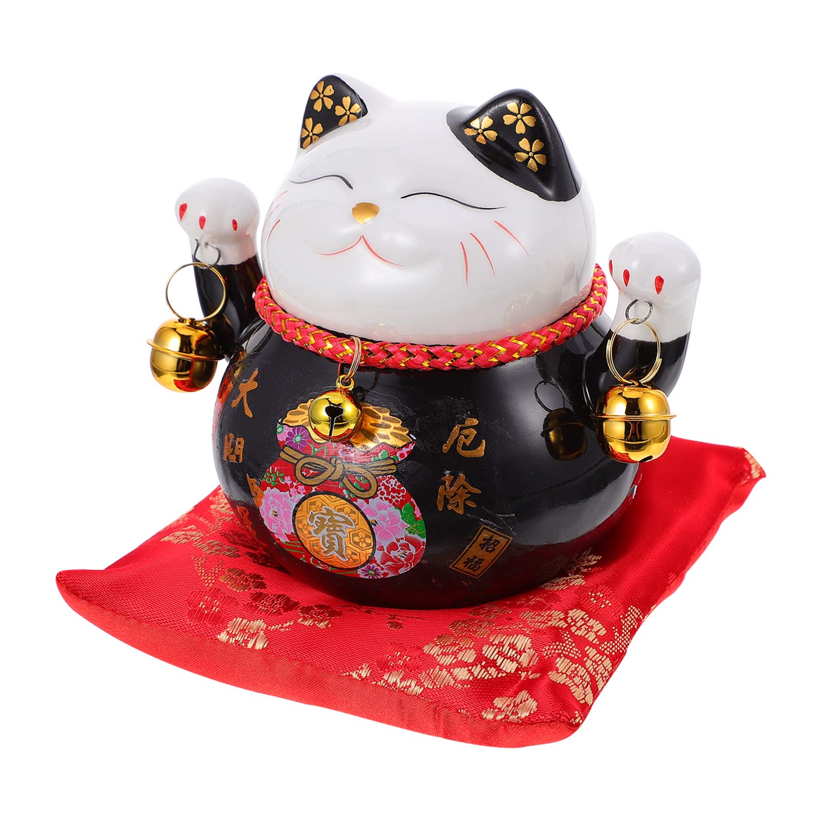 GarneckLucky Cat Money Bank Feng Shui Maneki Neko Lucky Cat Coin Bank Ceramic Lucky Cat Piggy Bank Porcelain Money Change Pot Feng Shui Decor Ornament for Kids Money Save Bank Black 4. 5in