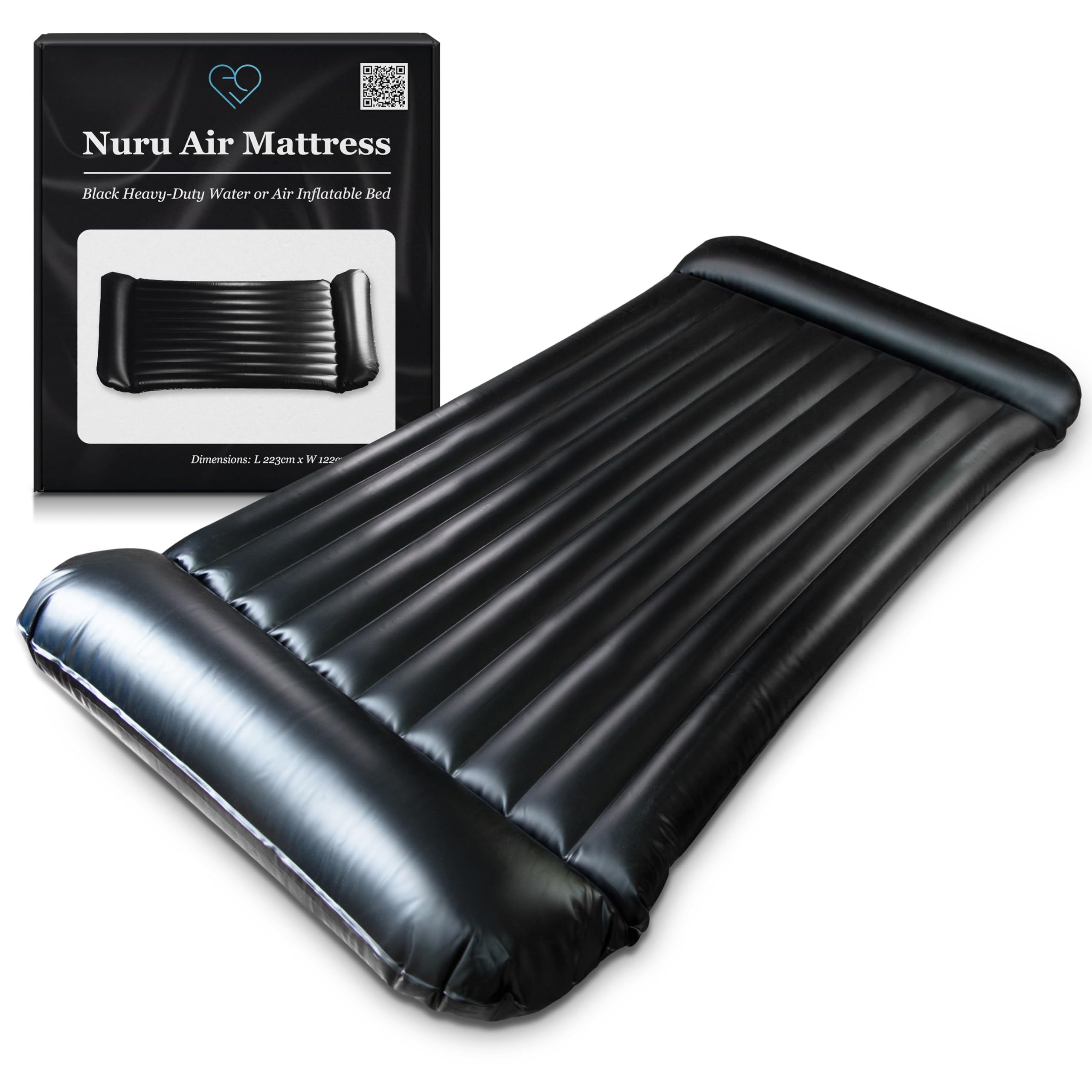 EROTICGEL Inflatable Massage Air Mattress | Black Durable PVC Waterproof | 205 x 156 x 12 cm | Nuru Massage Therapy Sheets