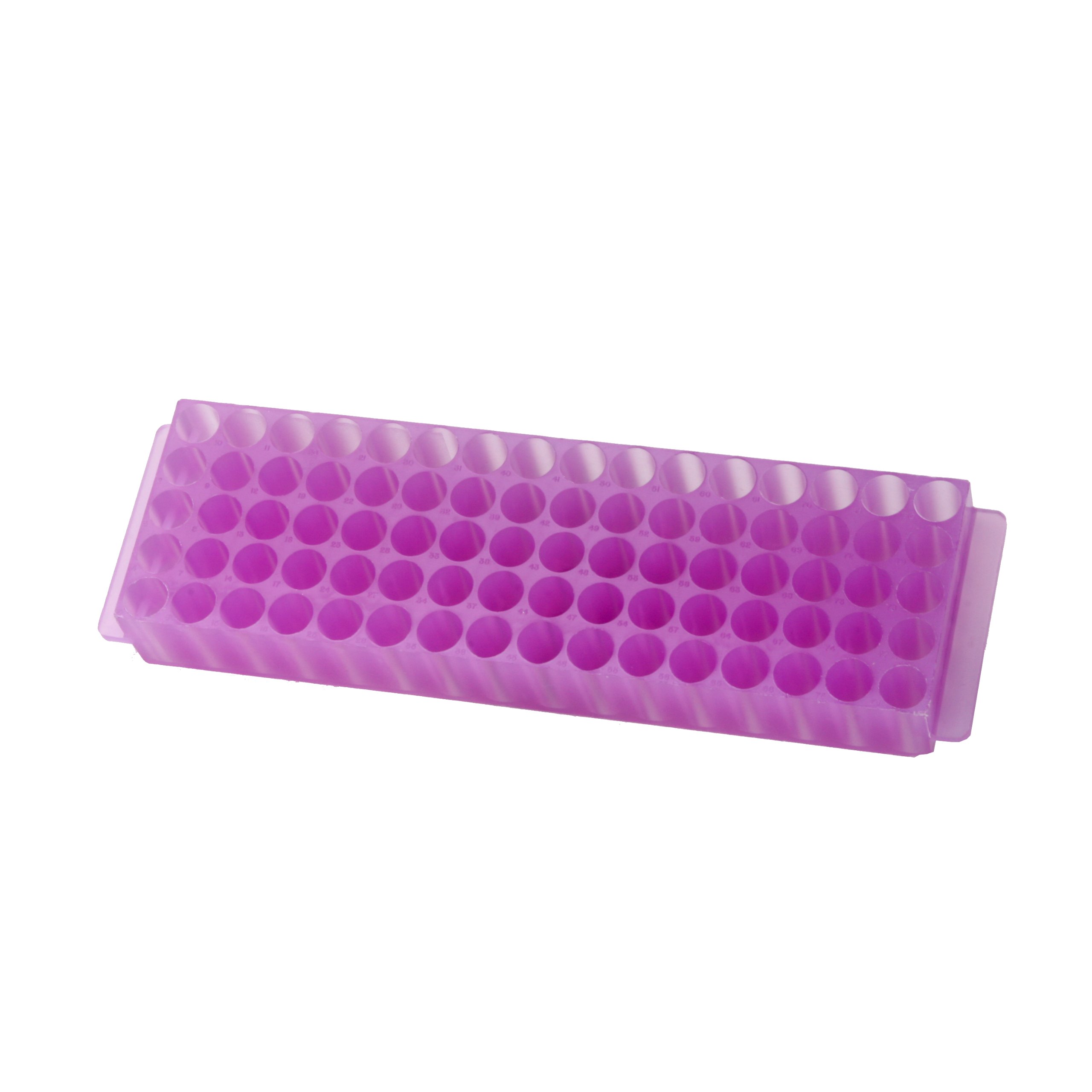 Bio Plas 0067 Lavender Polypropylene Microcentrifuge PCR Tube Rack with Cover, 80-Well (Pack of 5 Racks)