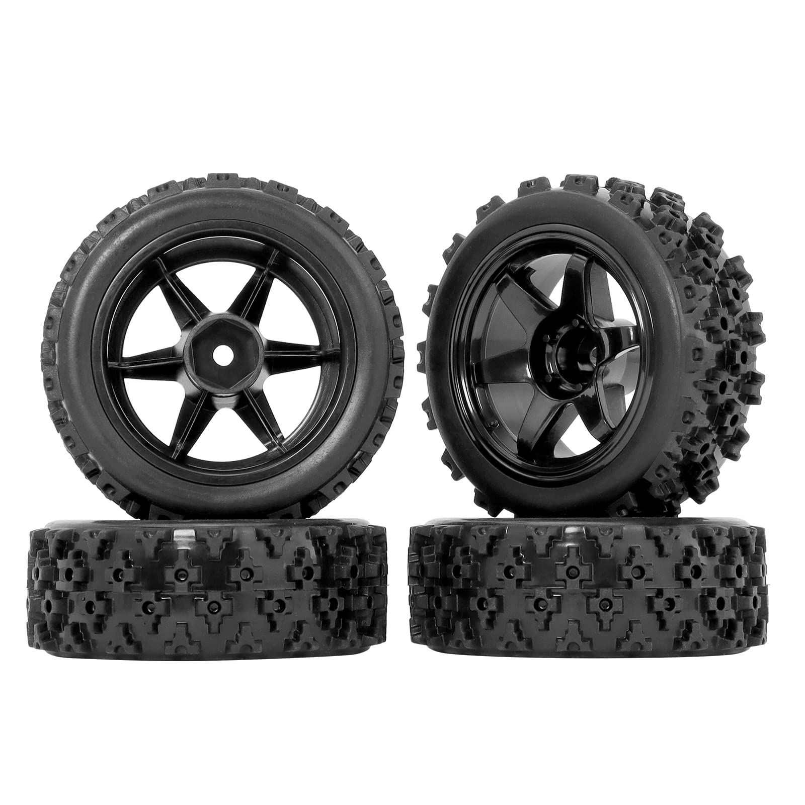 RC Station 12mm Hex RC Wheels and Tires 1/12 1/14 1/16 1/18 RC Off Road Buggy Rally Wheels and Tires for Traxxas LaTrax Rally Wltoys 144001 124019 DeeRC 302e 9310 RC Tires and Wheels Preglued 4PCS