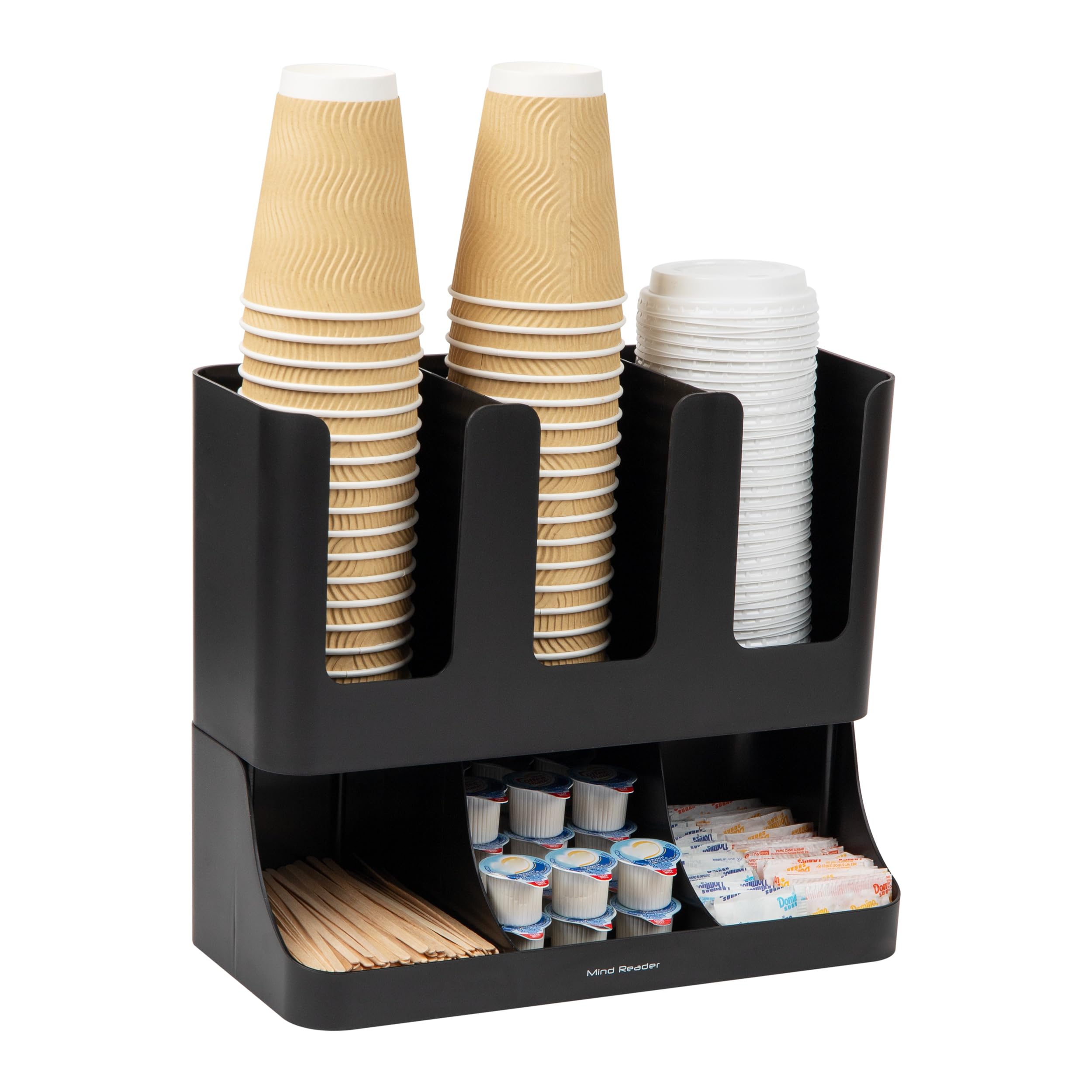 Mind Reader 'Flume' 6 Compartment Condiment & Cups Organizer 13.5 x 4.30 x 12 UPRIGHT6BLK