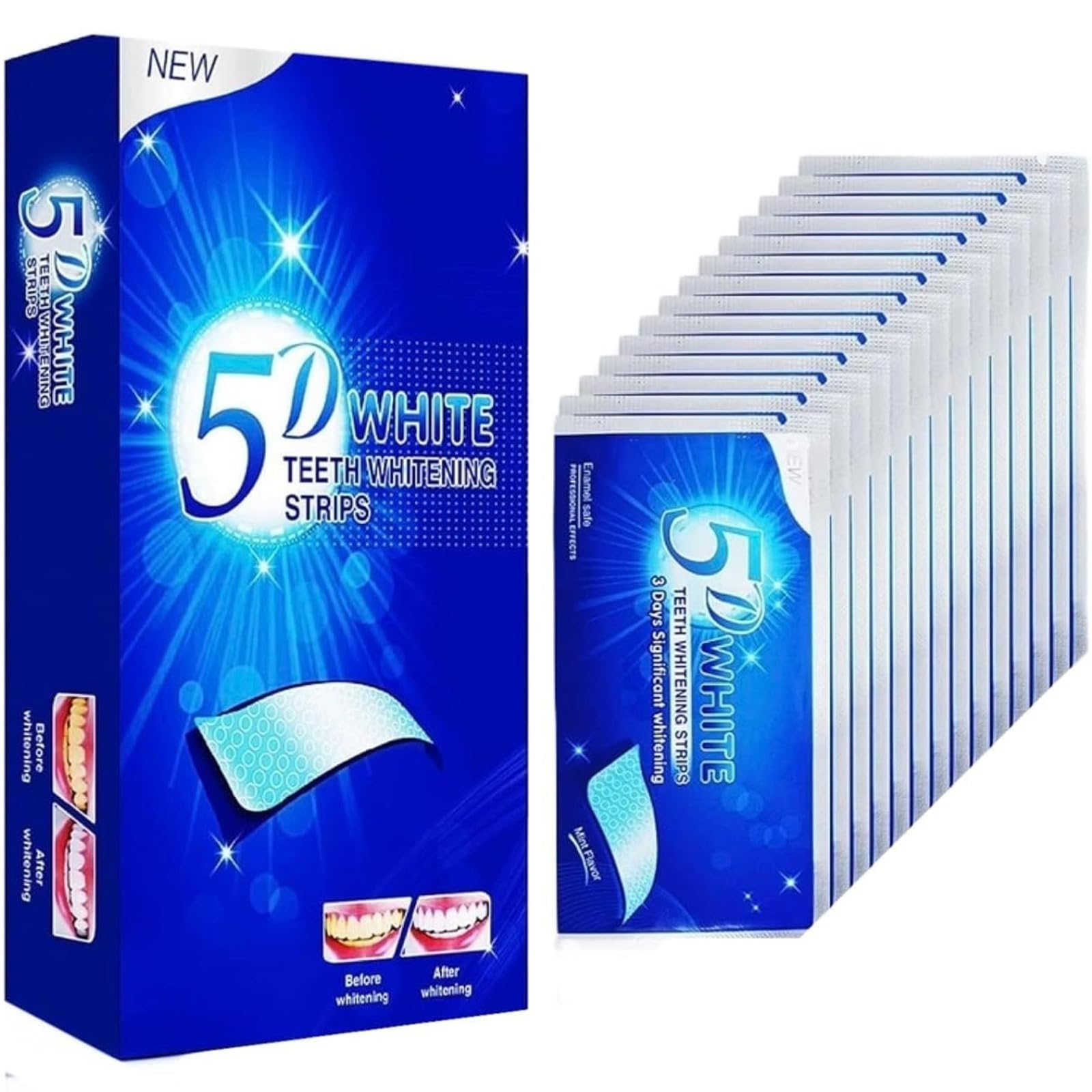 Premium Teeth Whitening Strips, 28 Piece Tooth Whitening Pack for 14 Treatments, Safe On Enamel, Easy to Use Home Tooth Whitening kit, Advanced 5D Technology Teeth Whitening Kit