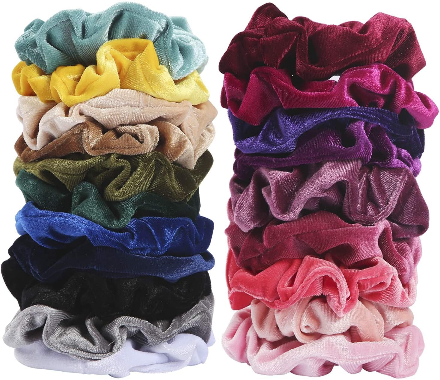 LACE IT Small Velvet Scrunchies for Hair, Funtopia 24 Pcs Colorful Velvet Hair Ties for Thick Hair, Soft Mini Velvet Hair Scrunchie Holders Rubber Bands Hair Accessories for Women Girls