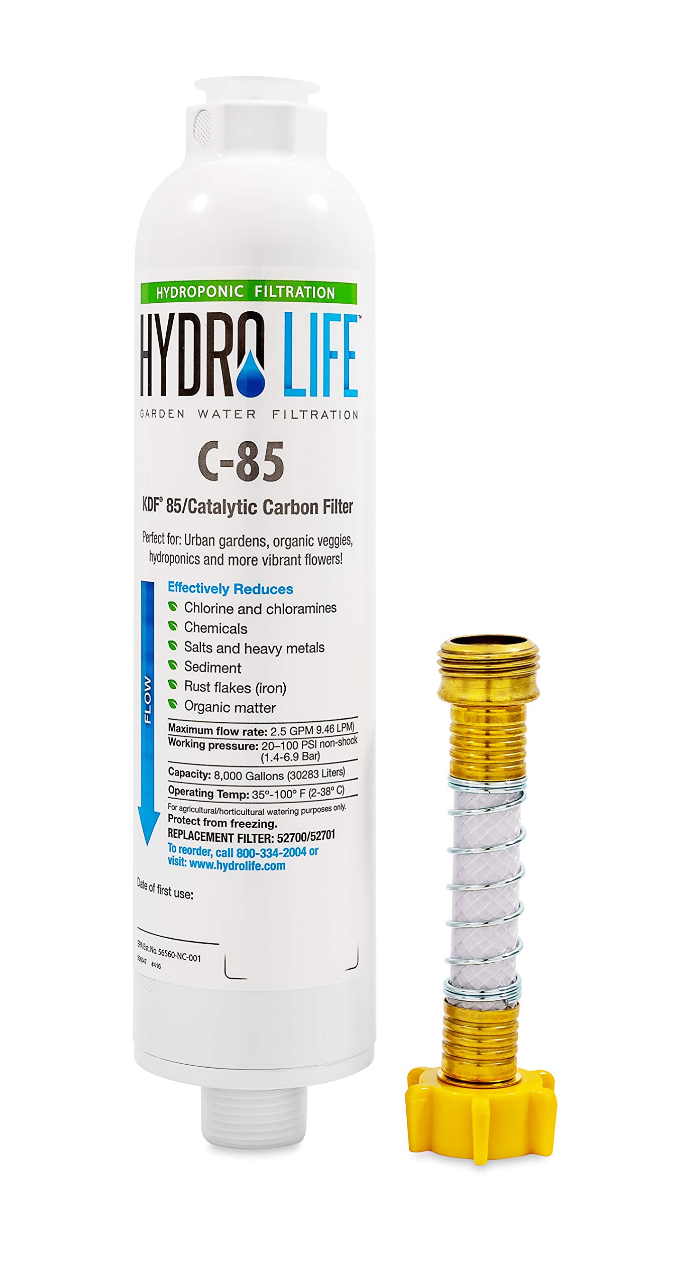 CamcoHydro Life 52700 Inline Water Filter (with Flexible Hose Protector, Hydroponics C-85)