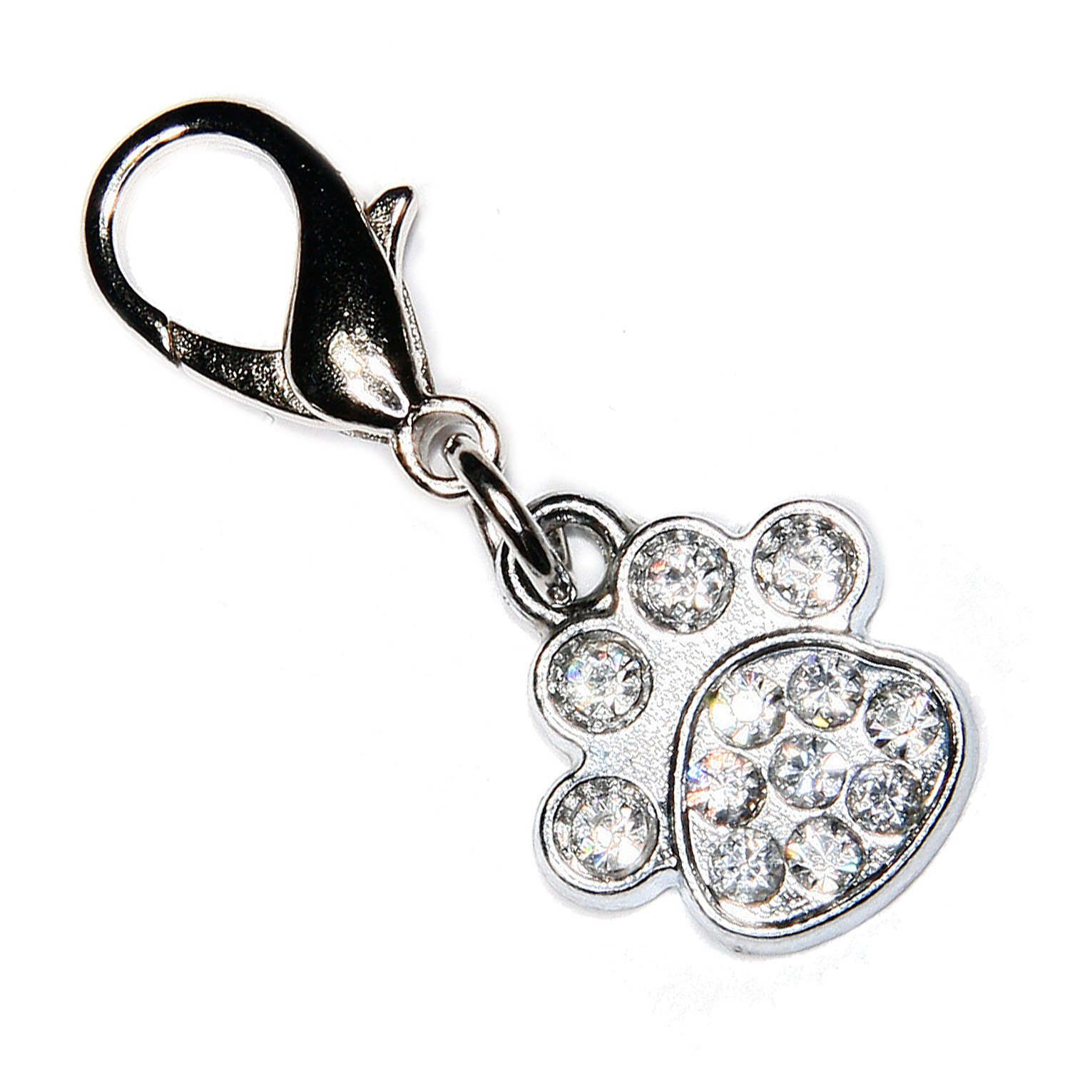 SKS Crystal Diamante Clip On Paw Charm Clear