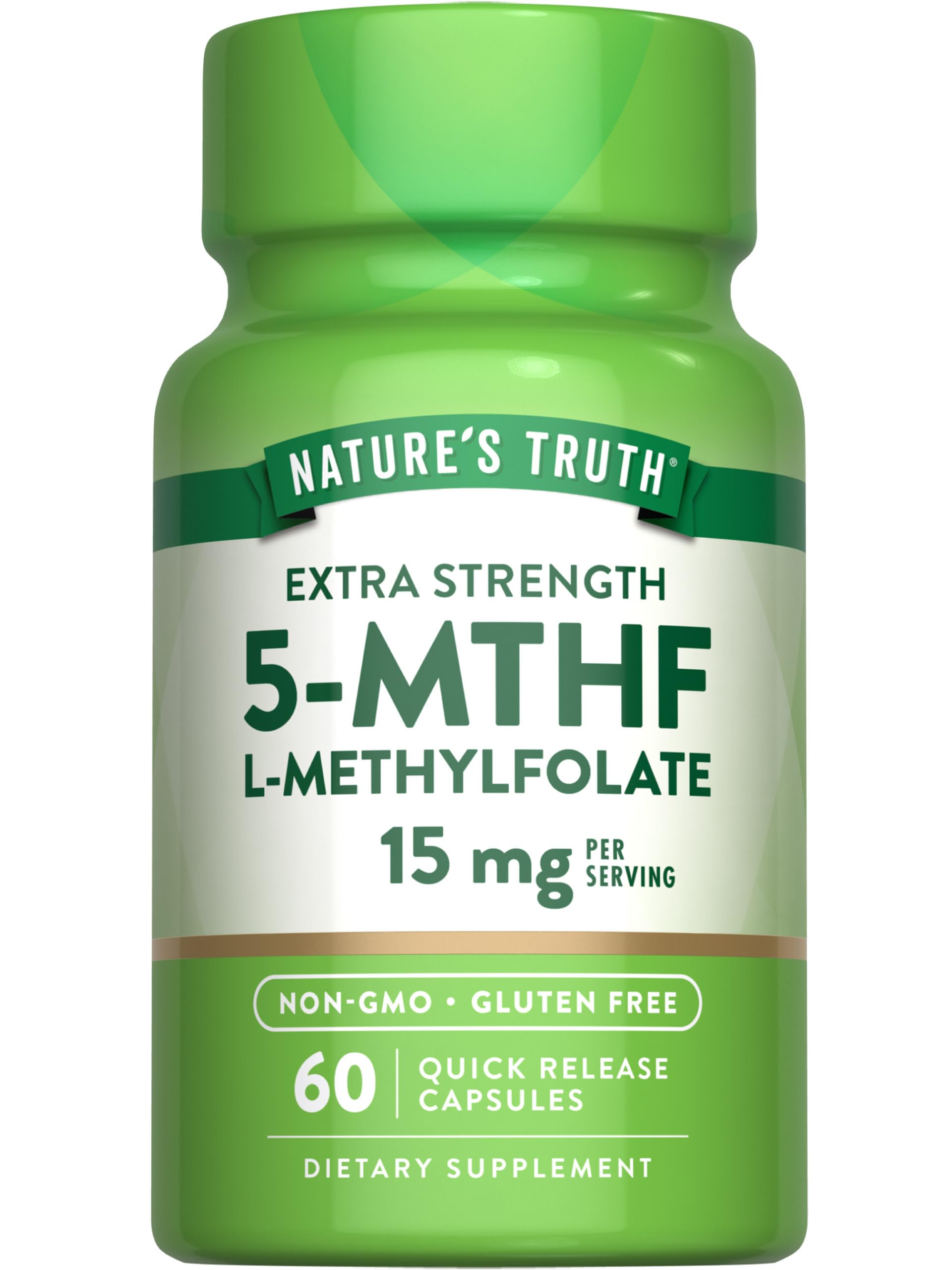 Nature's Truth L Methylfolate 15mg | 60 Capsules | Non-GMO & Gluten Free Supplement | Extra Strength