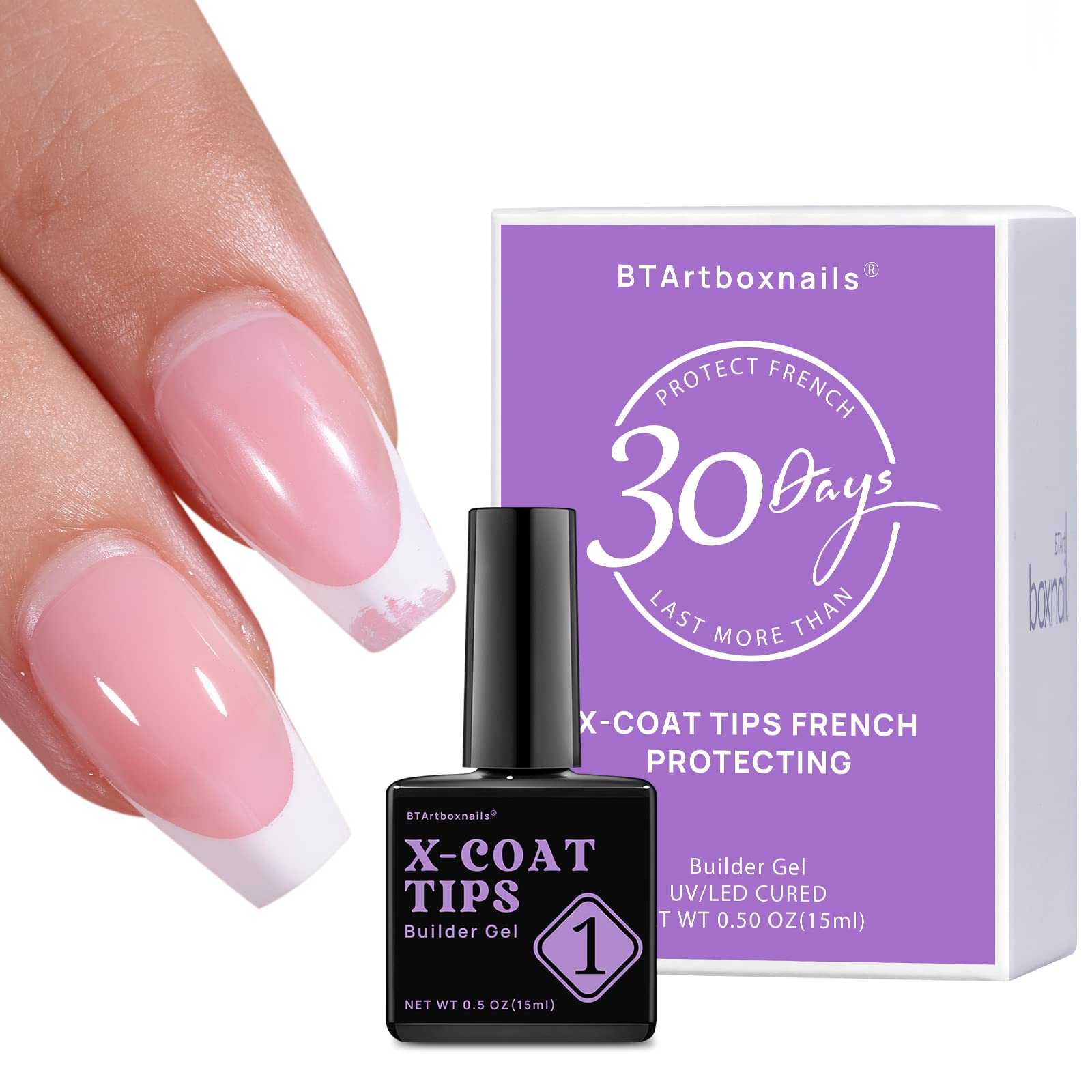 btartboxnailsXCOATTIPS Protecting Builder Gel for Nails, No Chipping for Salon Effect 30+Days Long-lasting 15ml