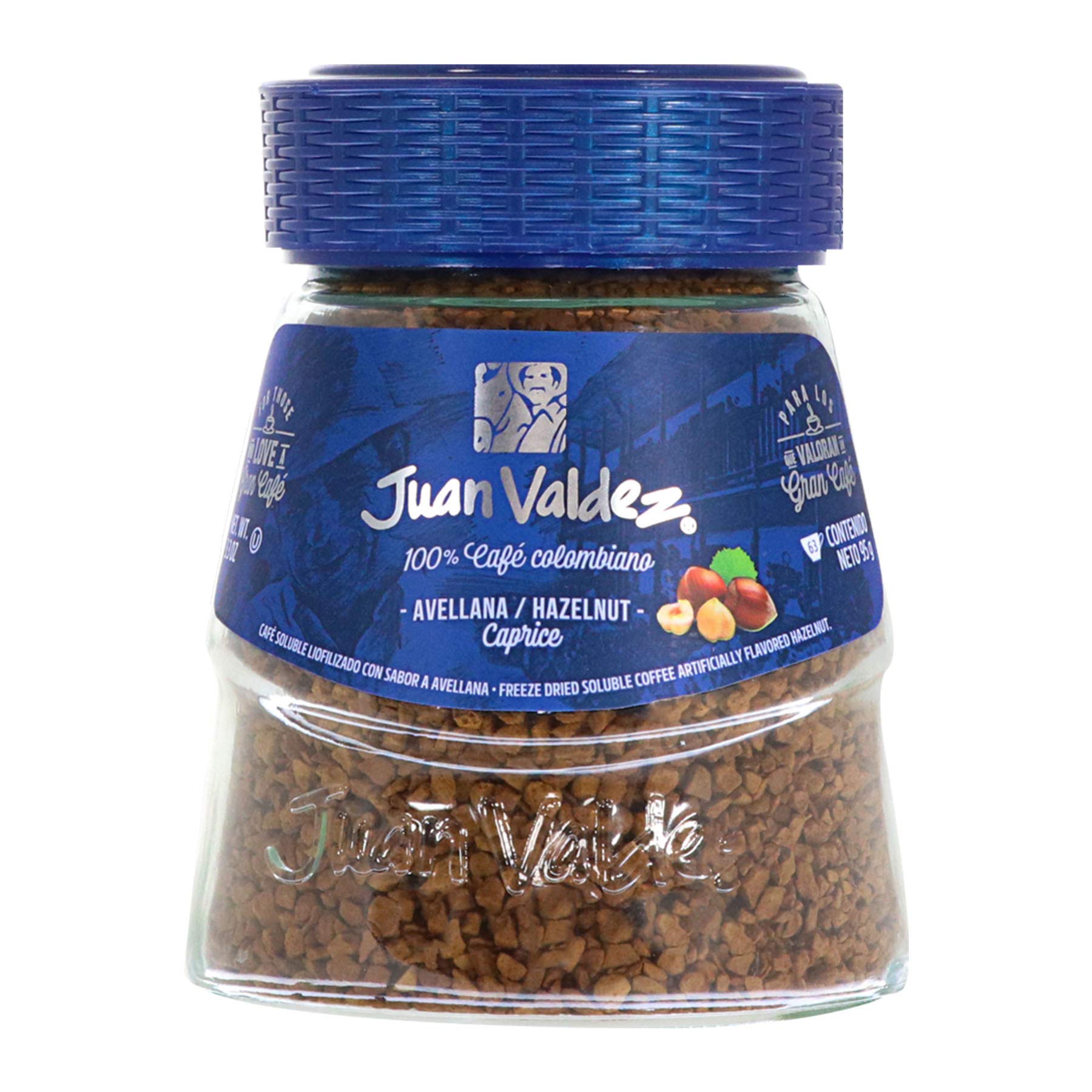 JUAN VALDEZFreeze Dried Instant Coffee Hazelnut Flavored, 95g Jar, 100% Colombian Coffee