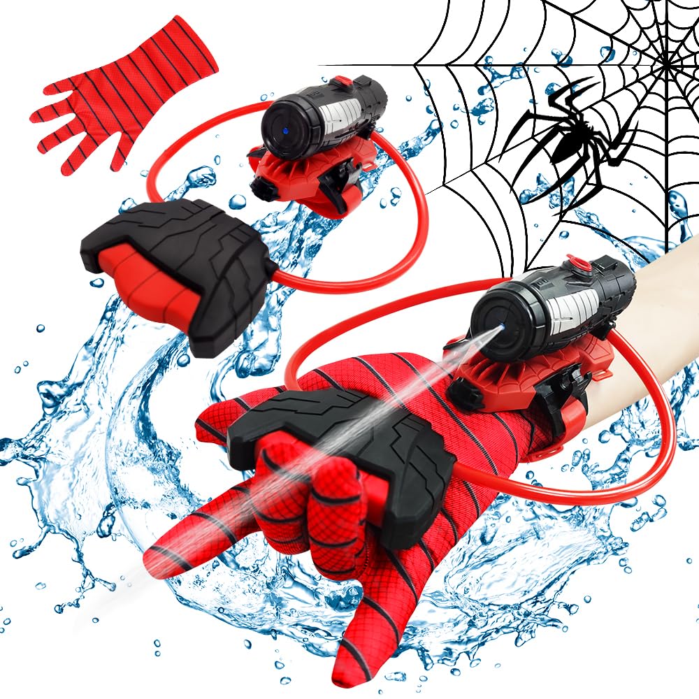 Summer Water Toys, econoLED Water Guns, Superhero Squirt Guns with Glove Summer Party Swimming Pool Beach Outdoor Water Fighting Toys for Kids