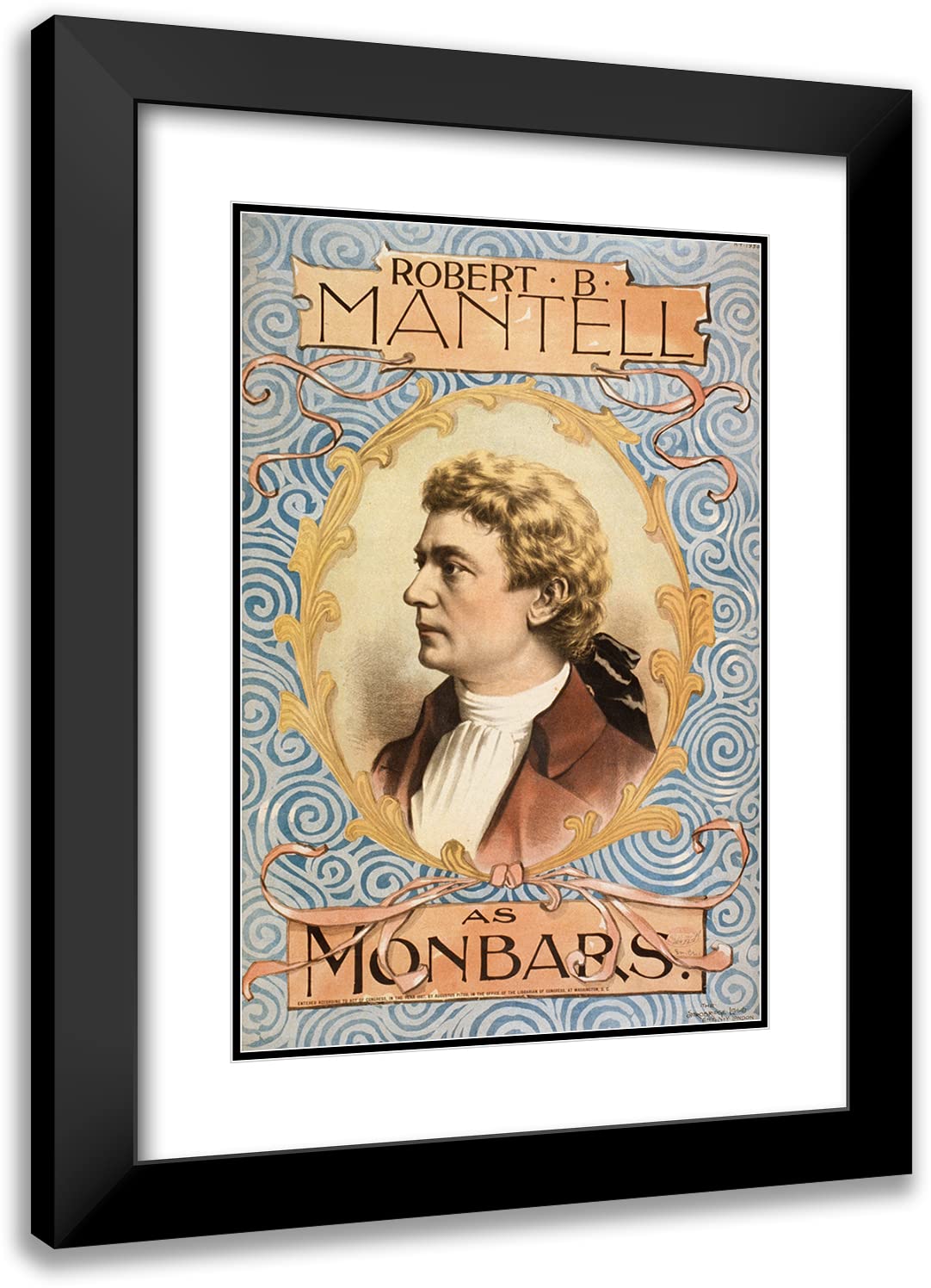 ArtDirect Strobridge and Co 17x24 Black Modern Frame and Double Matted Museum Art Print Titled - Robert B. Mantell as Monbars (1887)