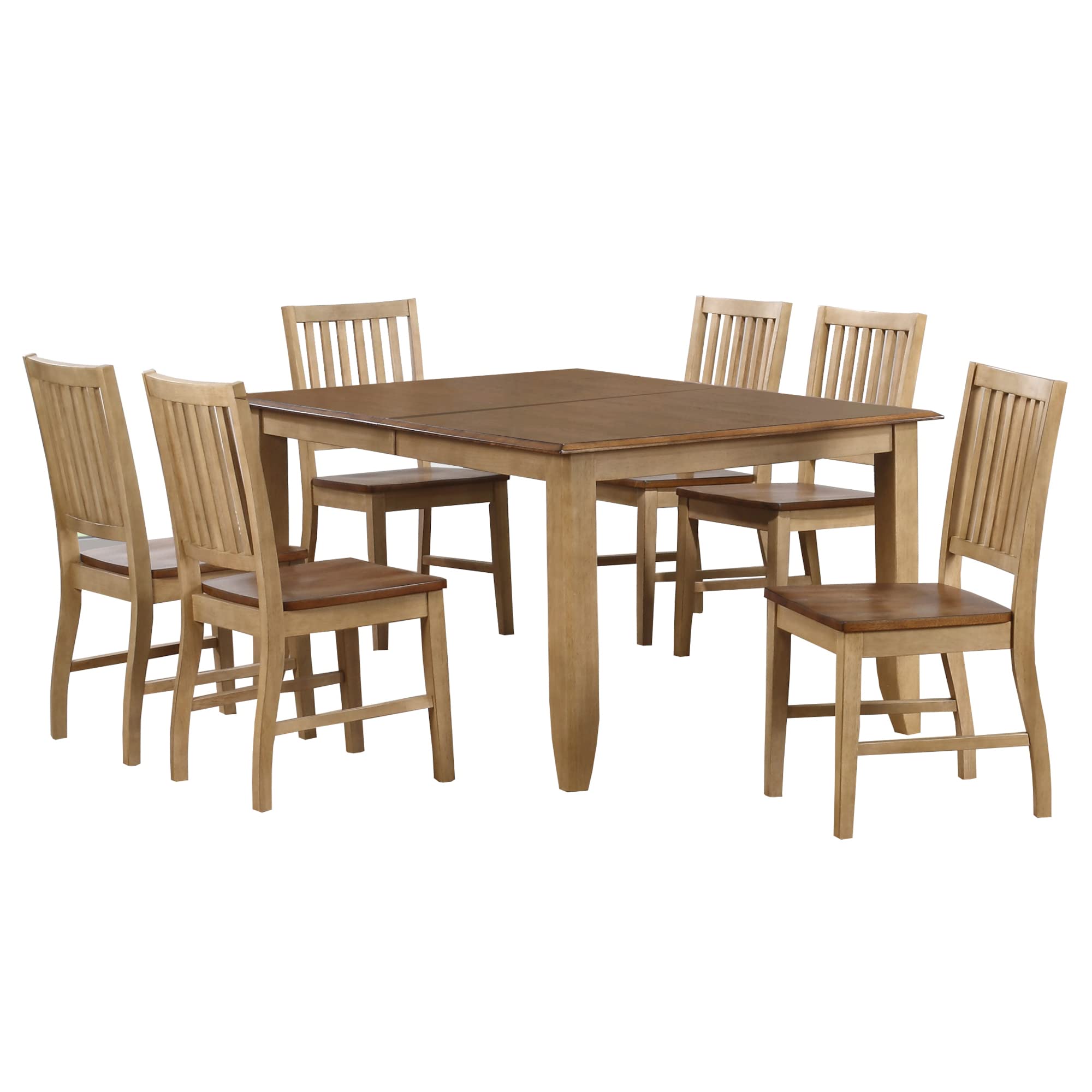 Sunset Trading Brook Dining Set, Large, Two Sizes, Distressed Tone Light Creamy Wheat with Warm Pecan Finish top