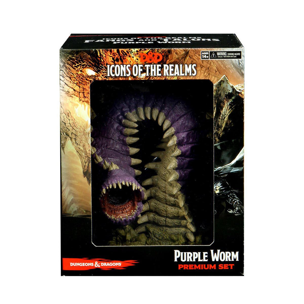 WizKids, D&D Icons of the Realms Miniatures: Fangs and Talons- Purple Worm Premium Set, Miniature Game, Ages 12+, 2 Players, 60 Minutes Playing Time