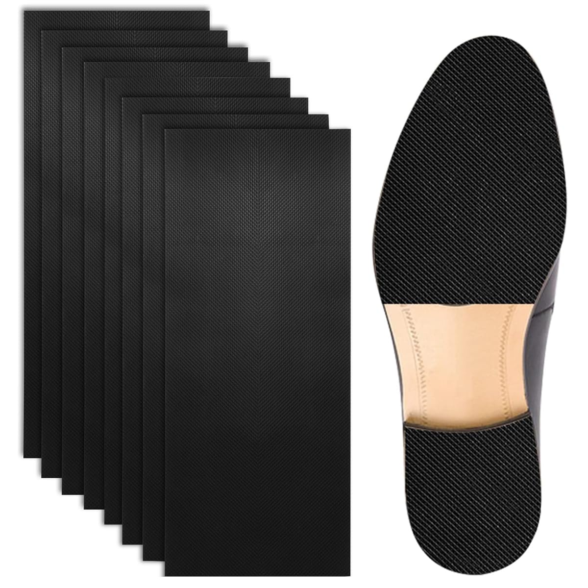 Venzina® 8Pcs Non Slip Sole for Shoe Rubber Self Adhesive Shoe Sole for Women Men Shoe Sole Cover Protectors Anti Slip Cuttable Sole Repair Patch Shoe Grips Shoe Sole for High Heels, Leather Shoes