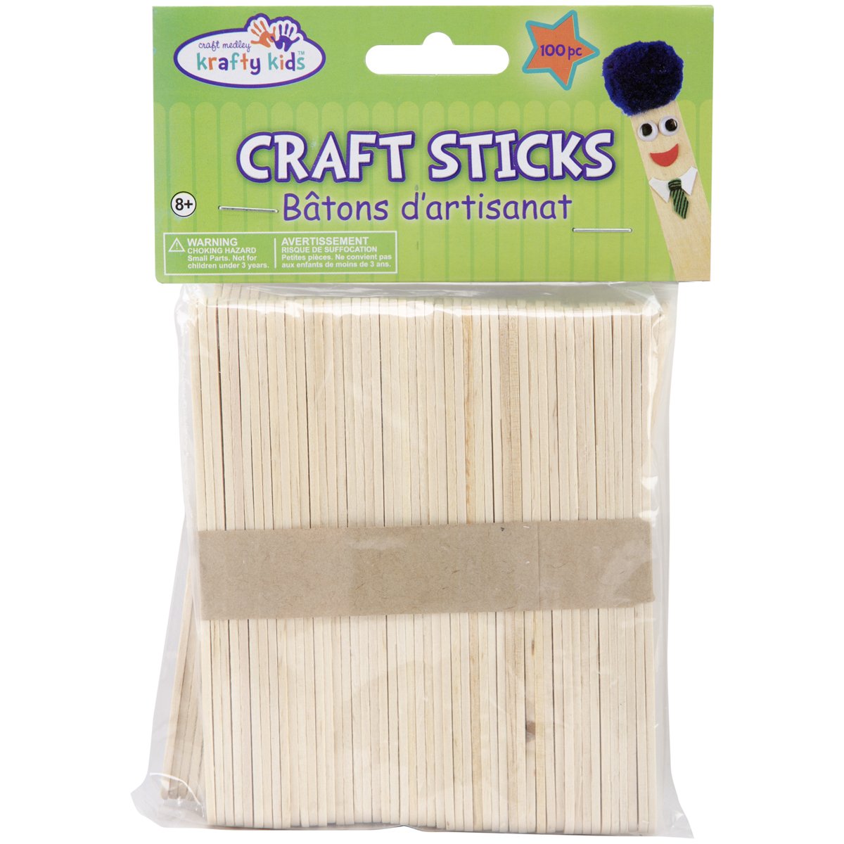 Multicraft ImportsKrafty Kids CW500 Craftwood Regular Craft Sticks, 4.5in by 0.38in, 100-Piece