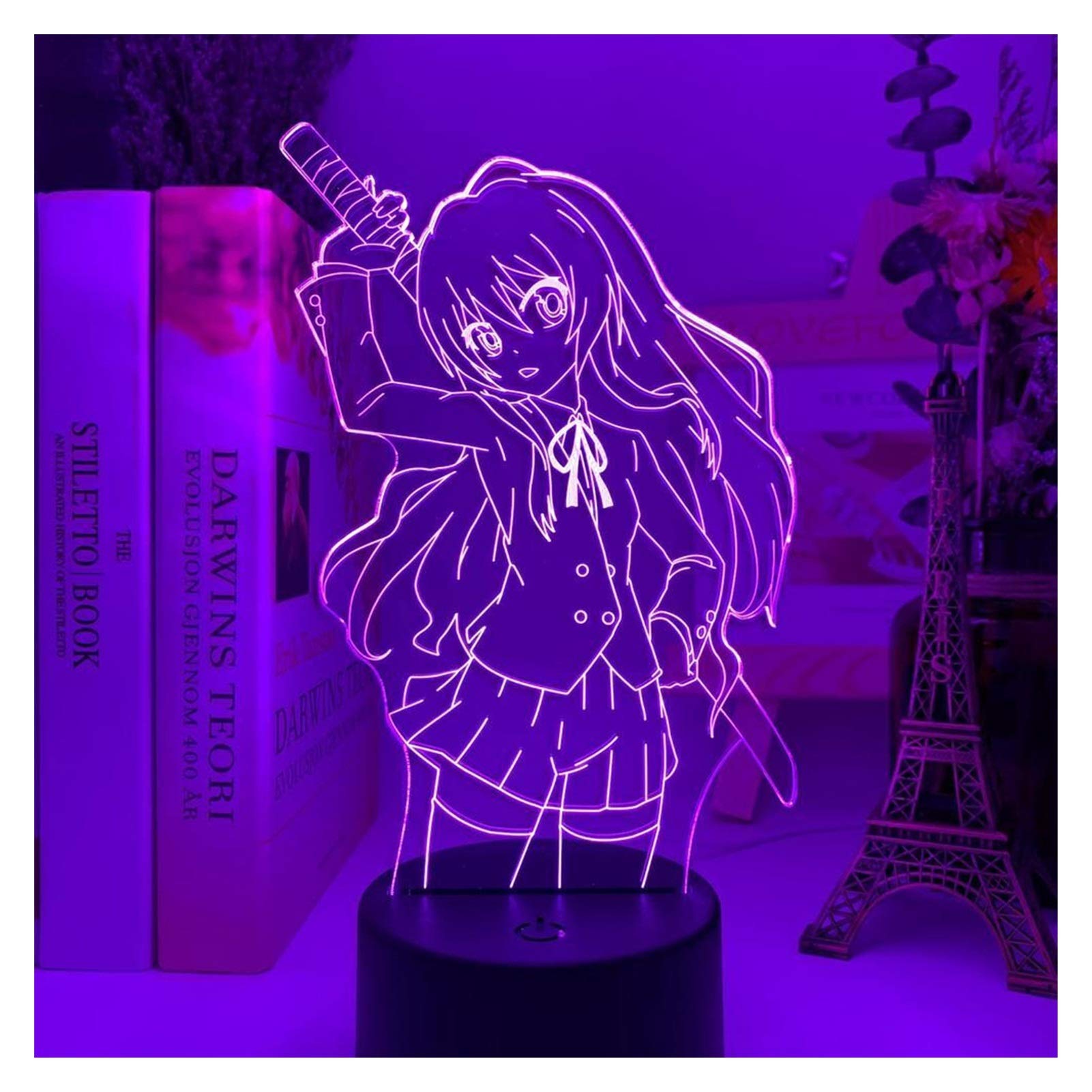 3D Illusion Lamp 3D LED Night Light Toradora Taiga Aisaka for Bedroom Decor Gift Colorful Night Light Anime Waifu 3D Lamp (Color : 7 colors no remote)