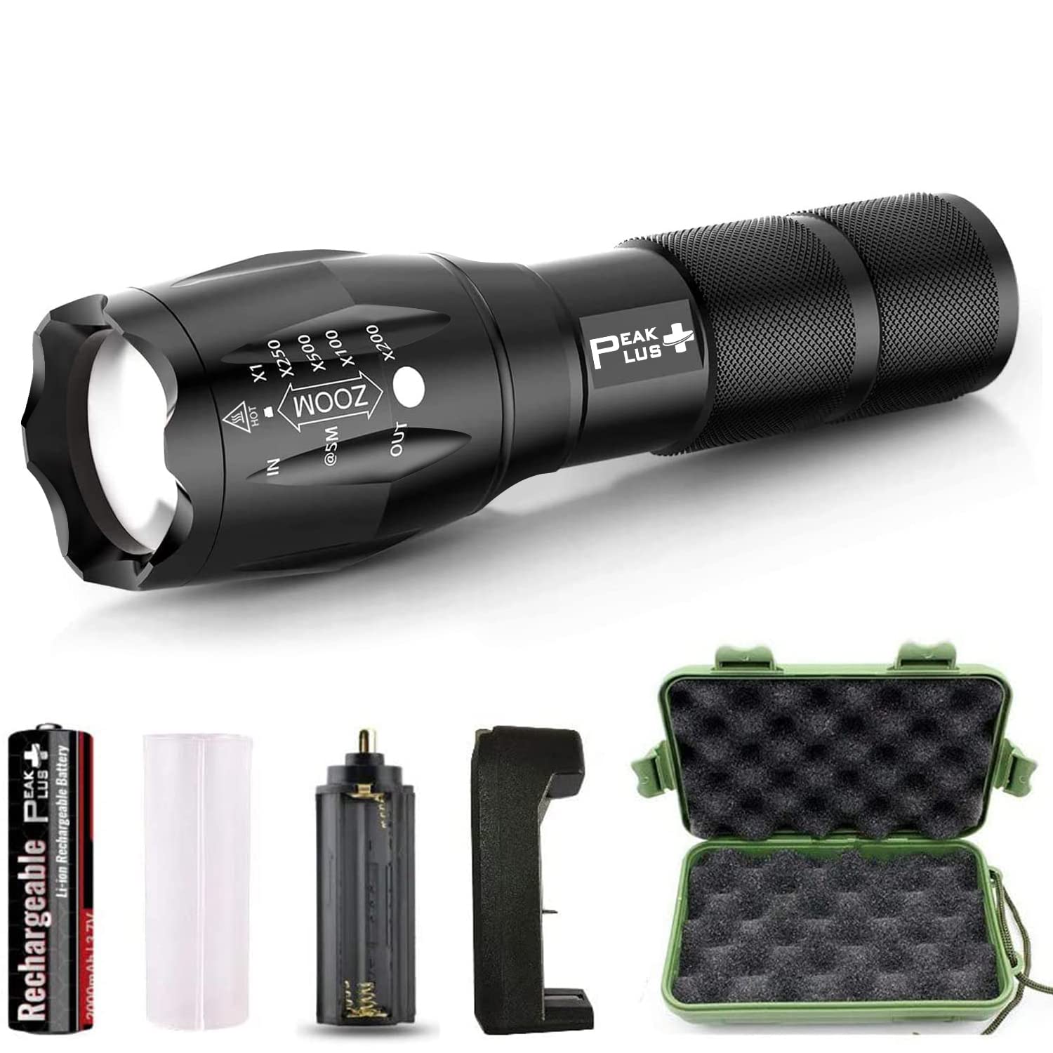 Rechargeable Tactical Flashlight LFX1000 (18650 Battery and Charger Included) - High Lumens LED, Super Bright, Zoomable, 5 Modes, Water Resistant - Best Camping, Emergency Flashlights