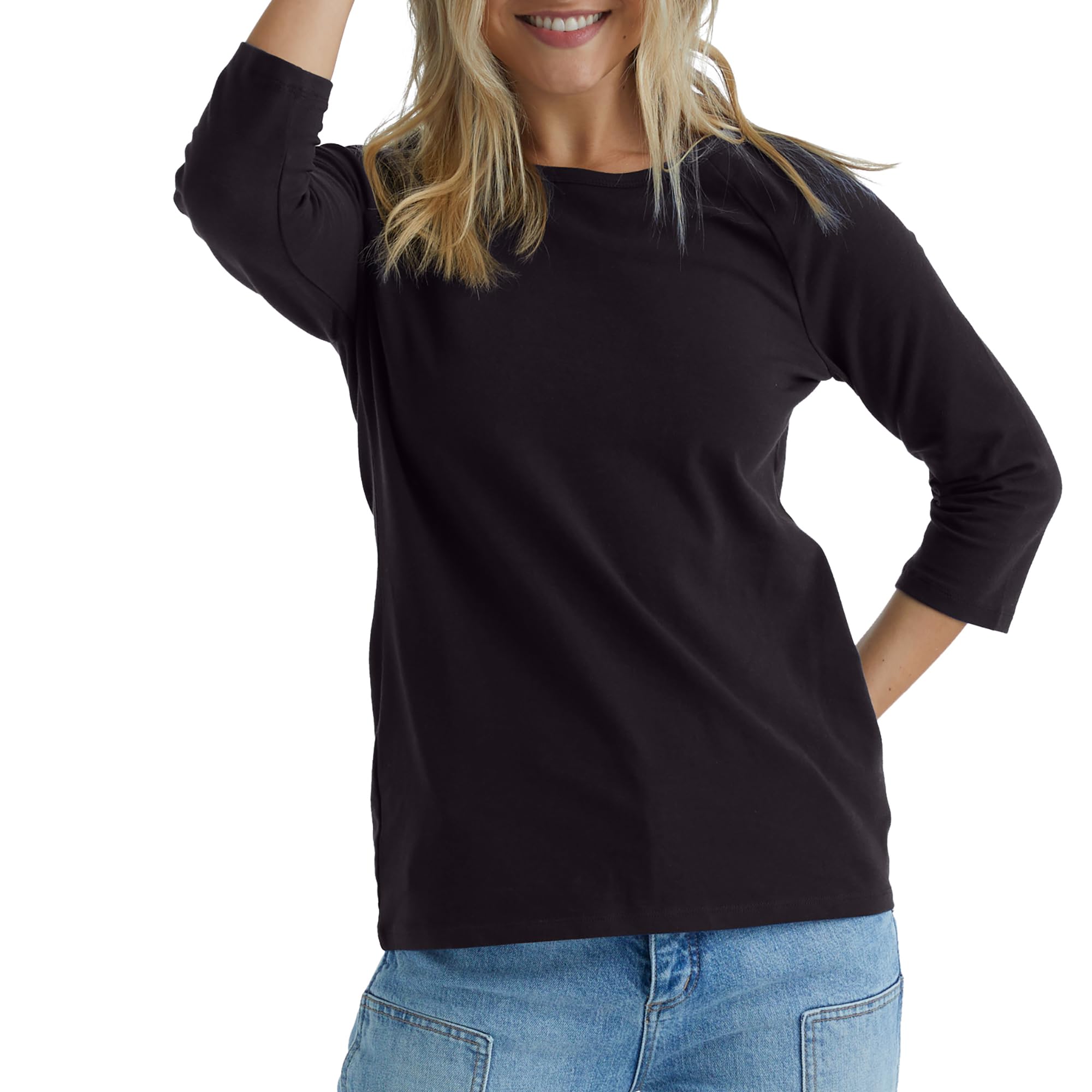 HanesWomen's Raglan Sleeve Tee, Women’s Stretch Cotton Tee, Women’s Crewneck Tee