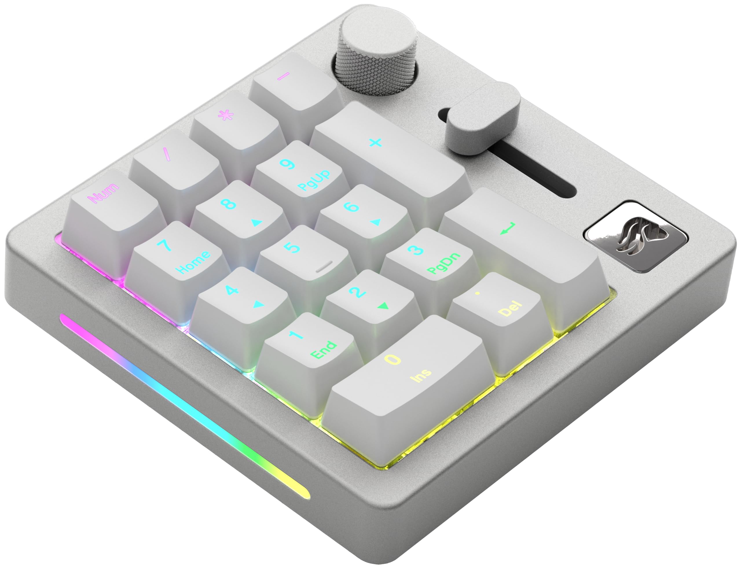 Glorious GMMK Modular Mechanical Gaming Numpad - Customizable RGB Backlighting, Cherry MX Switches, ABS Keycaps, Pre-Lubed Fox Switches, Pre Built Mechanical - White