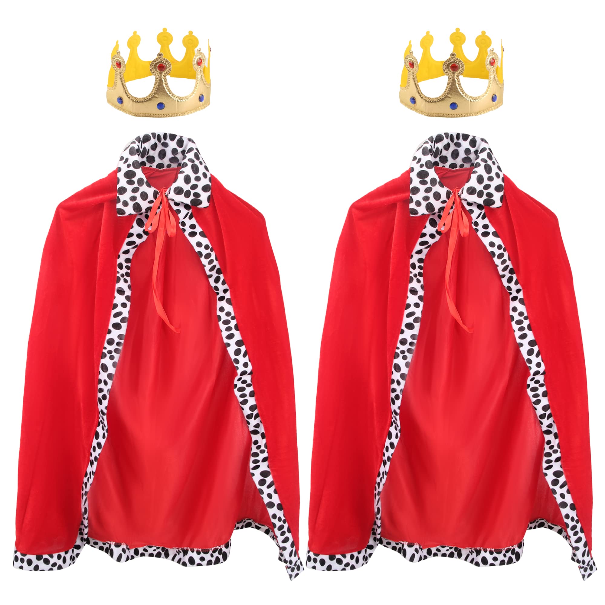 Cotiny 2 Pcs Kids King Costume Red Robe Cloak and Crown King Costumes for Boys King Cosplay Halloween Party Pretend Role Play Dress Up, 120cm