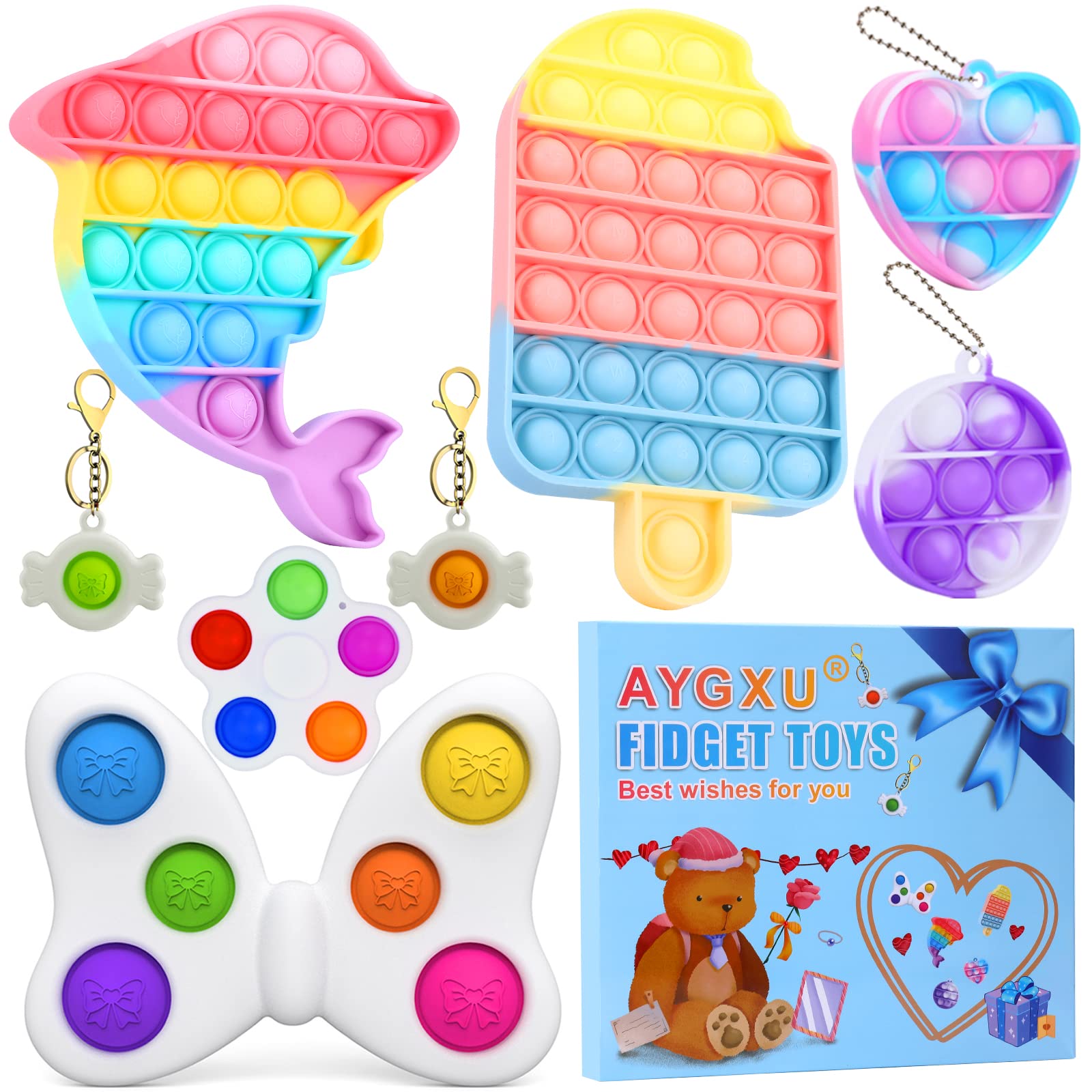 AYGXUEaster Basket Stuffers, popit Fidget Toy,Popit Sensory Toys ,christmasgifts for Kids, popit Birthday Gifts for Kids & Teens, Autism Special Needs Stress Reliever.