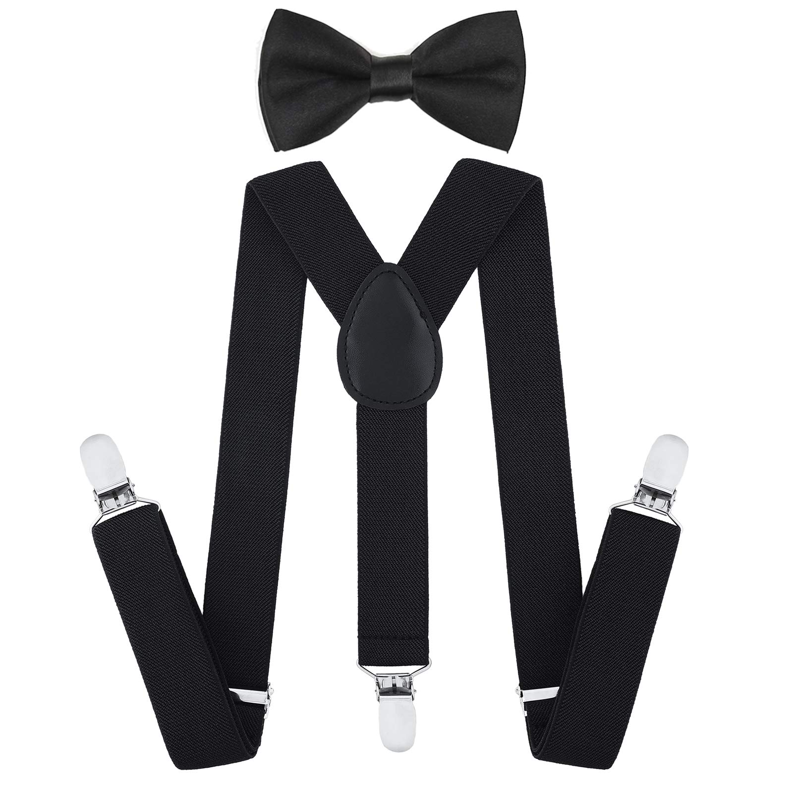 AWAYTR Child Kids Suspenders Bowtie Set - Adjustable Suspender Set for Boys and Girls