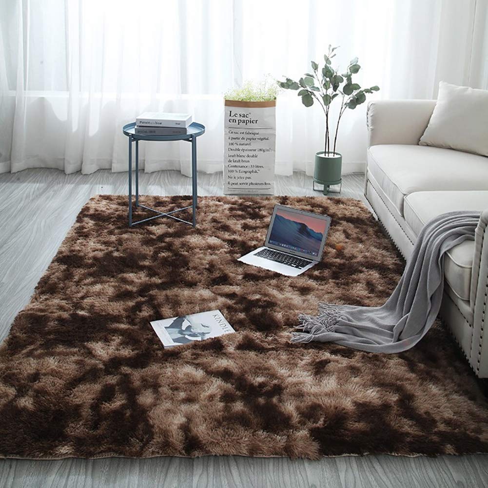 LYYK Home Decor Ultra Soft Modern Luxurious Thick Pile Square Rug - Brown (140x200cm)