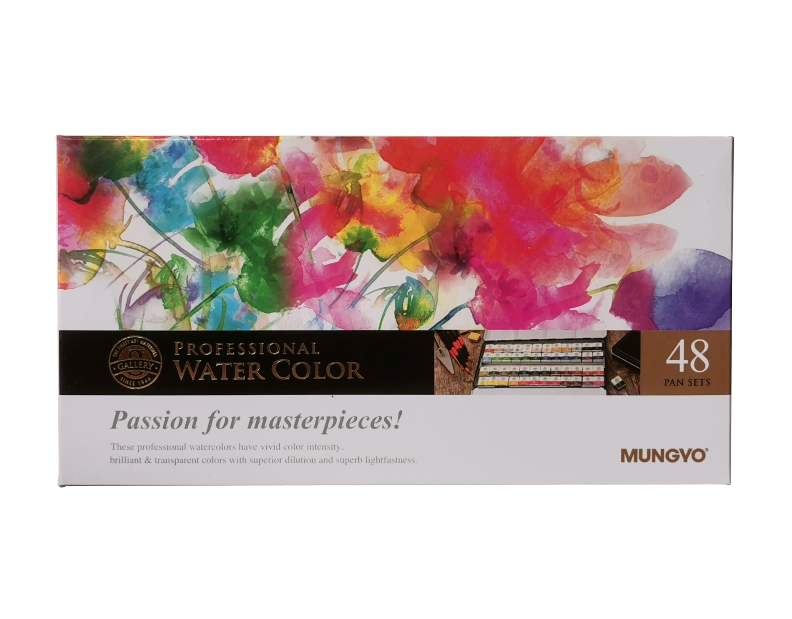 Sargent Art 32-6048 Artist Quality 48ct Professional Watercolor Set, Tin Case, 48 Count (Pack of 1), Multi Color