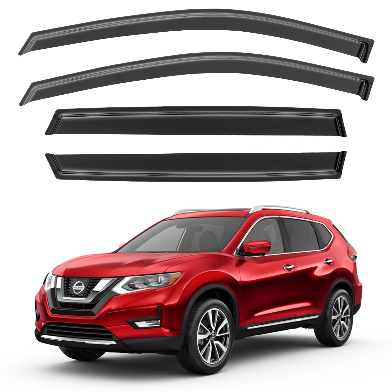 Window Visors Rain Guards for Nissan Rogue S SV SL 2014-2020, Tape-on Window Wind Deflectors Vent Shades for 14-20 Rogue (Excludes Rogue Sport Model)