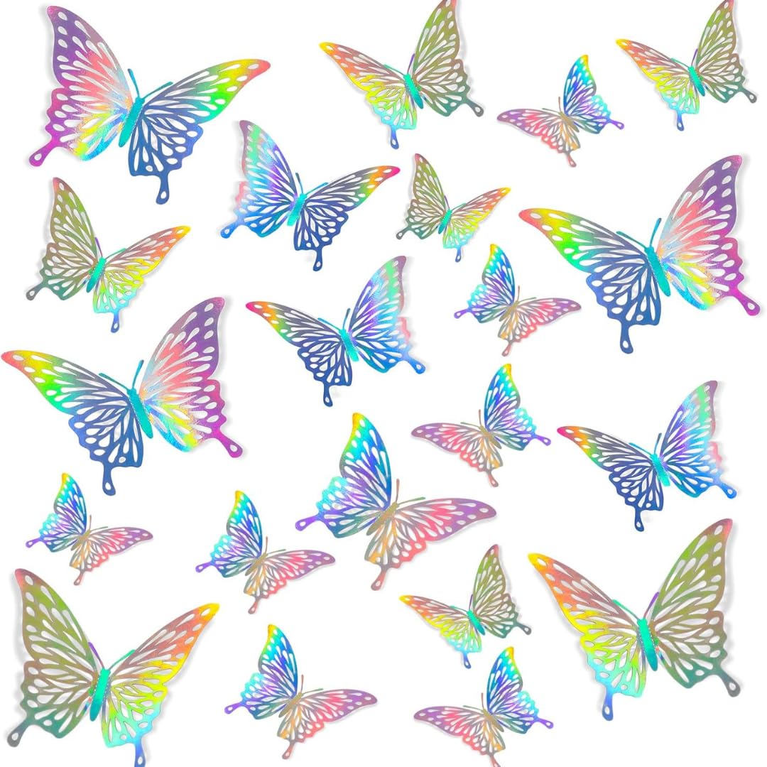 Wanna Party Pack of 12 3D Laser Assorted Butterfly Wall Decor 3 Sizes, Butterfly Birthday Decorations, Butterfly Party Decorations, Baby Shower Decorations,Cake Decorations