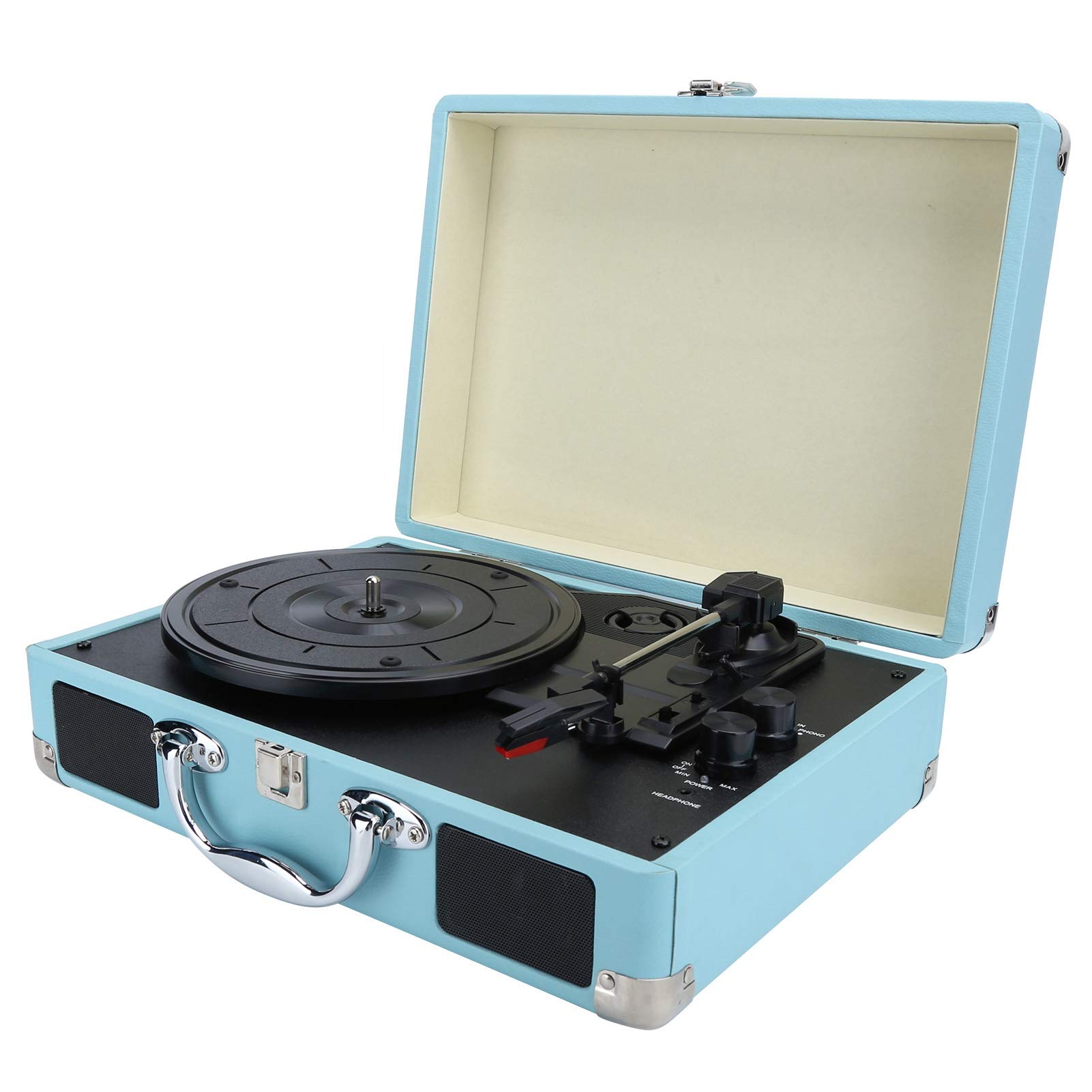 Record Player, Retro Record Player, Ruby Stylus Blue for Music Playing Vinyl Records(British regulatory)