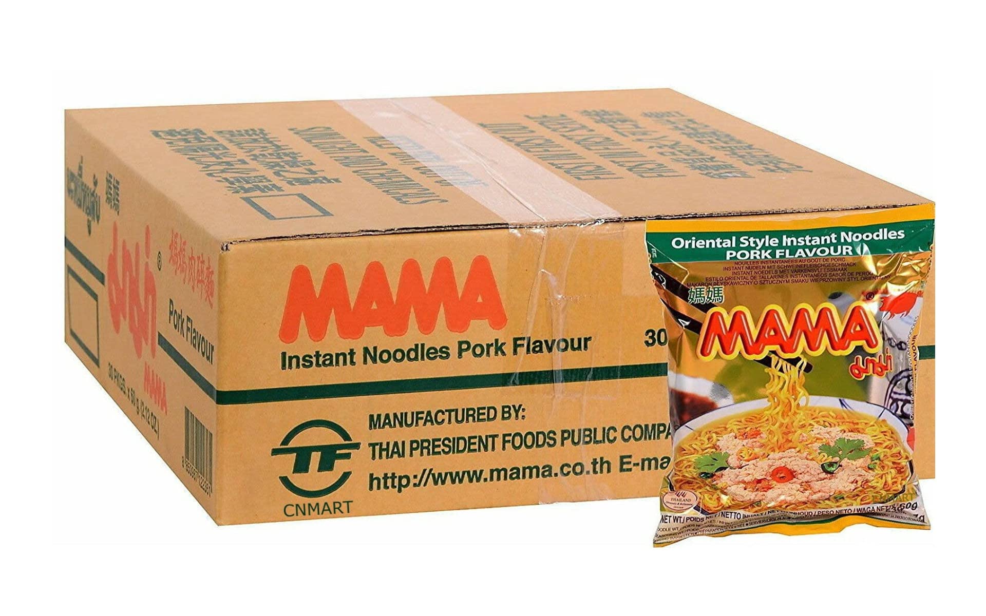 Mama Pork Flavour Oriental Style Instant Noodles 60g (Pack of 30), by CNMART