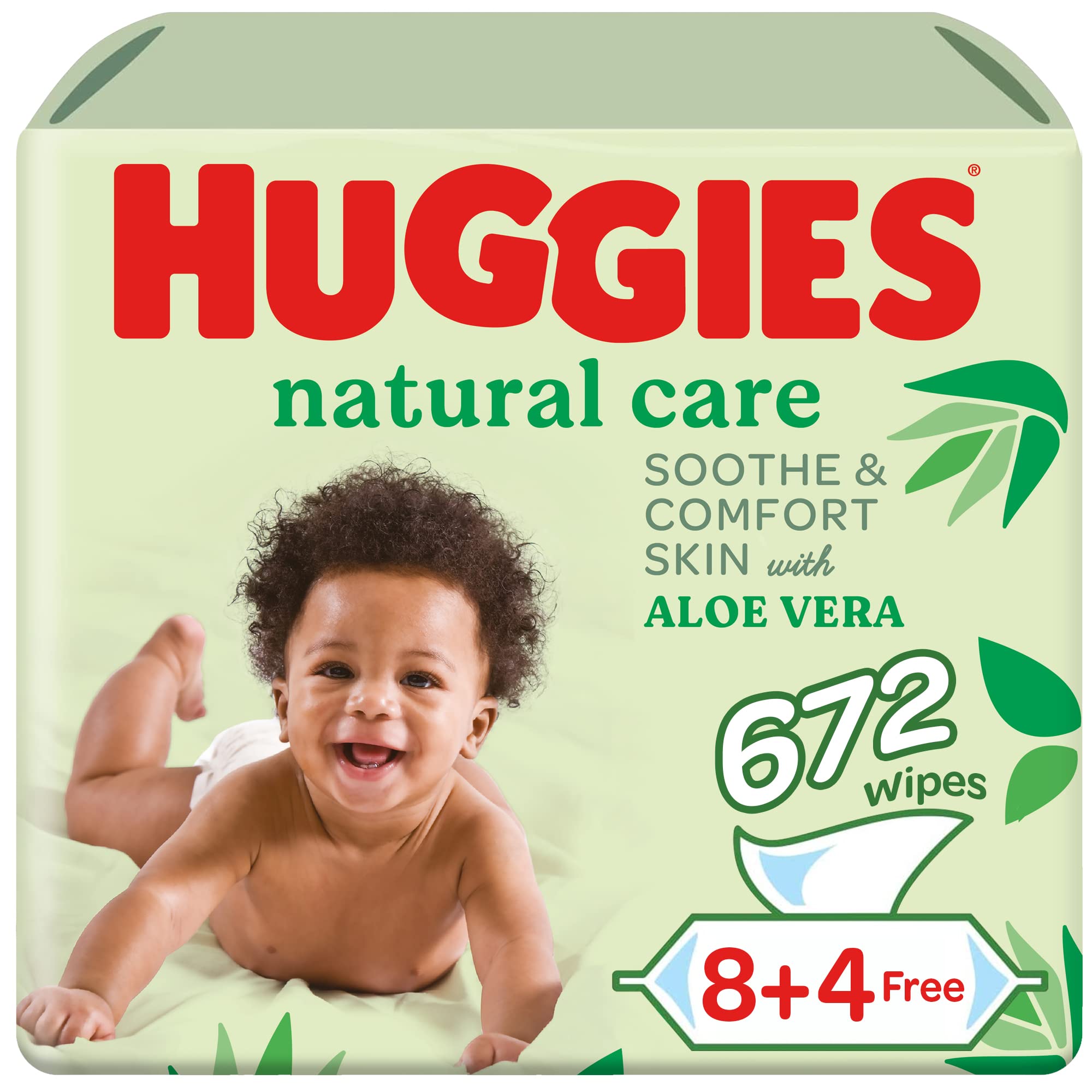 Huggies Natural Baby Wipes, Aloe Vera Wipes, 12 Pack x 56 Wipes (672 Wipes)