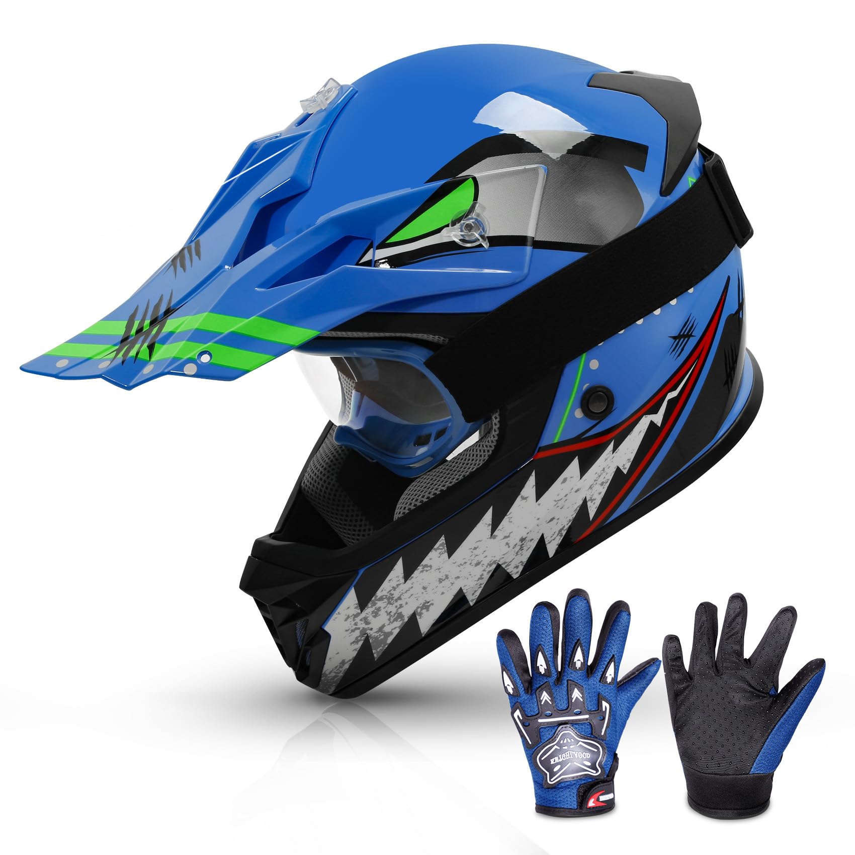 TCMT Dot Youth & Kids Motocross Offroad Street Helmet Full Face Motorcycle Youth ATV Helmet Dirt Bike Motocross ATV Helmet+Gloves+Goggles