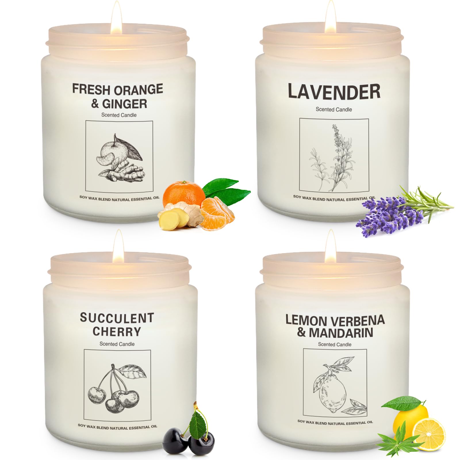 Candles | Candles for Home Scented | 4 Pack 7.1oz Natural Soy Wax Aromatherapy Candles | Over 240 Hours of Burn Time | Christmas Scented Candles Gifts Sets for Women |Lavender Candles