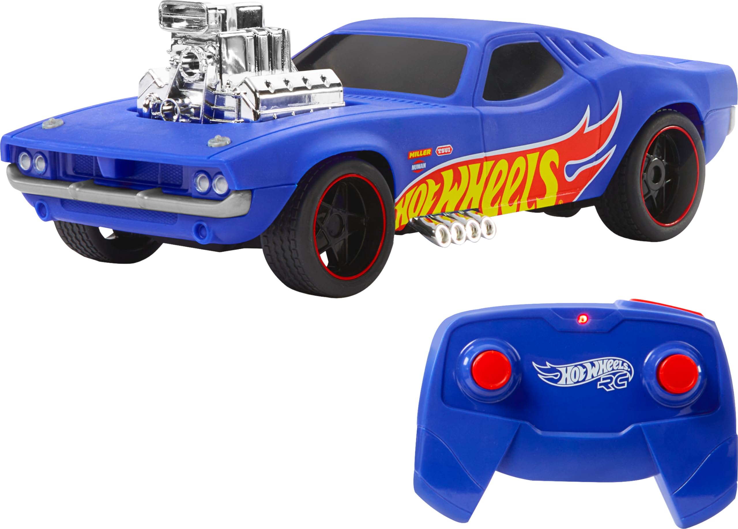 Hot WheelsToy Car, 1:16 Scale RC Rodger Dodger Remote-Control Vehicle, Special 50th Anniversary Edition