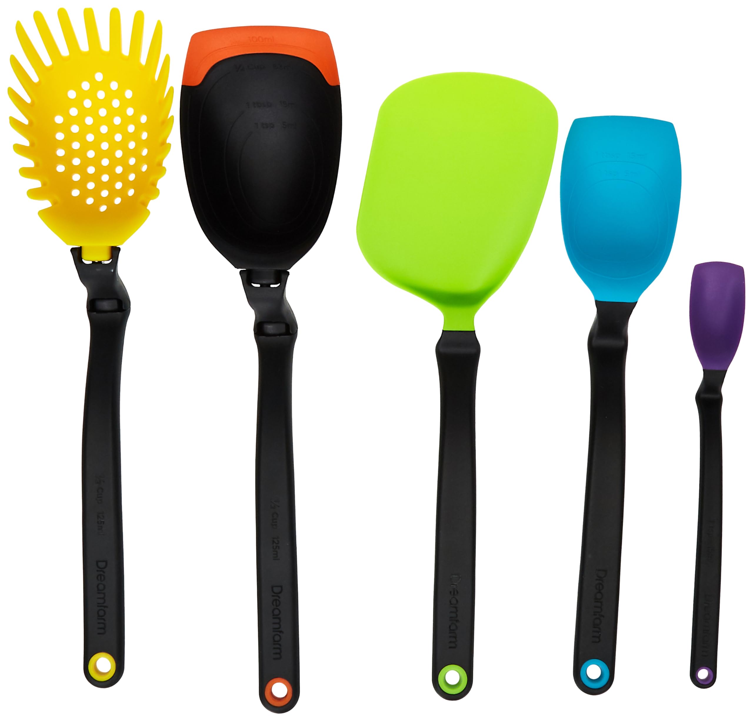 Dreamfarm Set of The Best - Party Mix Colours Kitchen Cooking Utensils | Spadle, Holey Spadle, Chopula, Supoon | Nylon | Assorted Colours