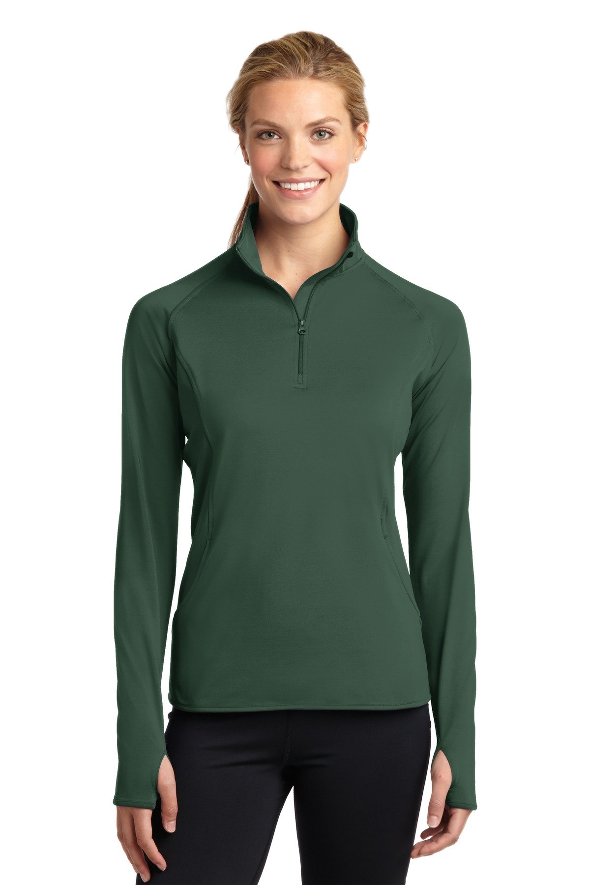 Sport-Tek Ladies Sport-Wick Stretch 1/2-Zip Pullover M Forest Green