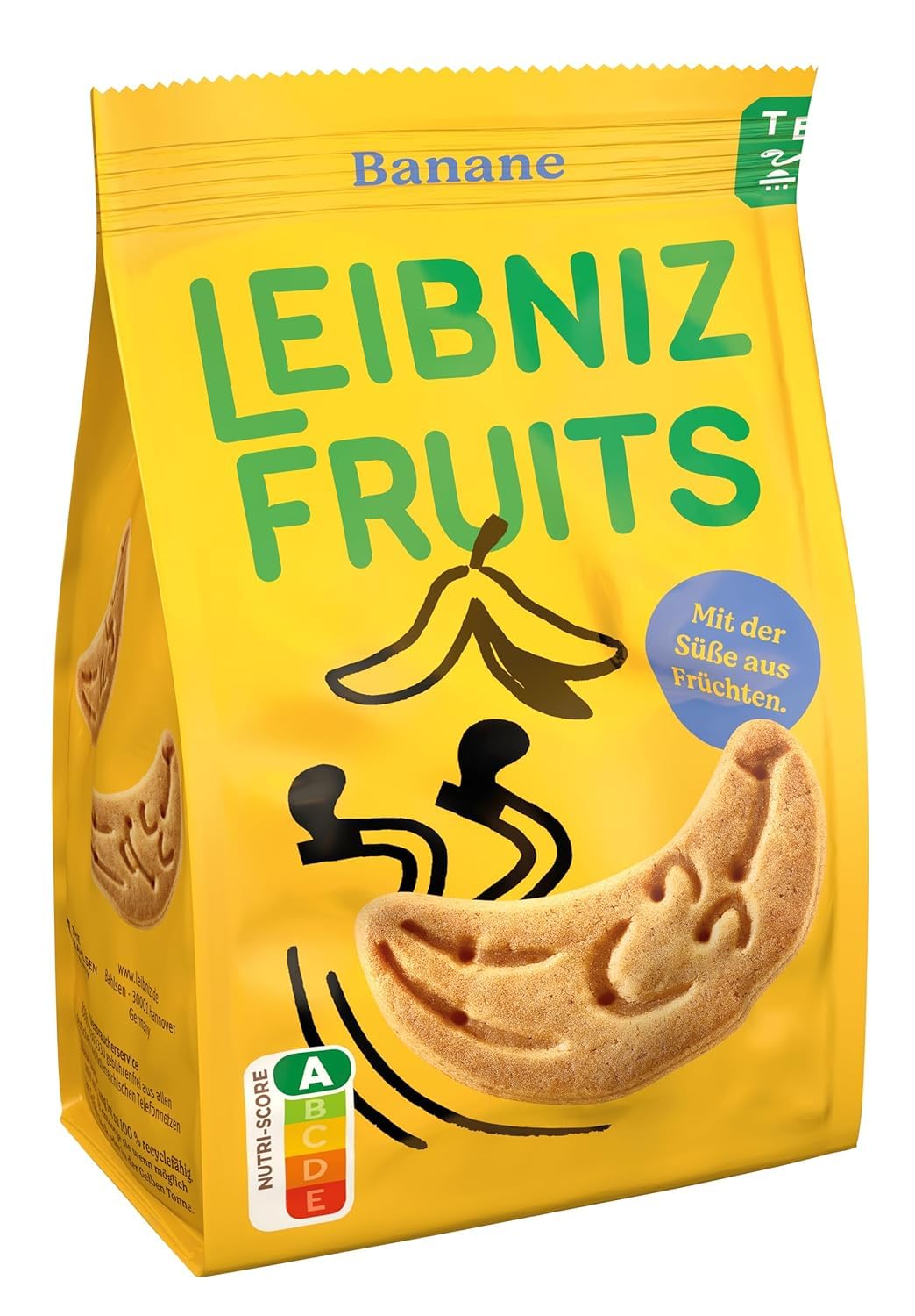 Leibniz Fruits Banana Flavoured Spelt Biscuits, Small Biscuits with 100% Spelt Flour & the Sweetness of Fruits 100g (Imported)