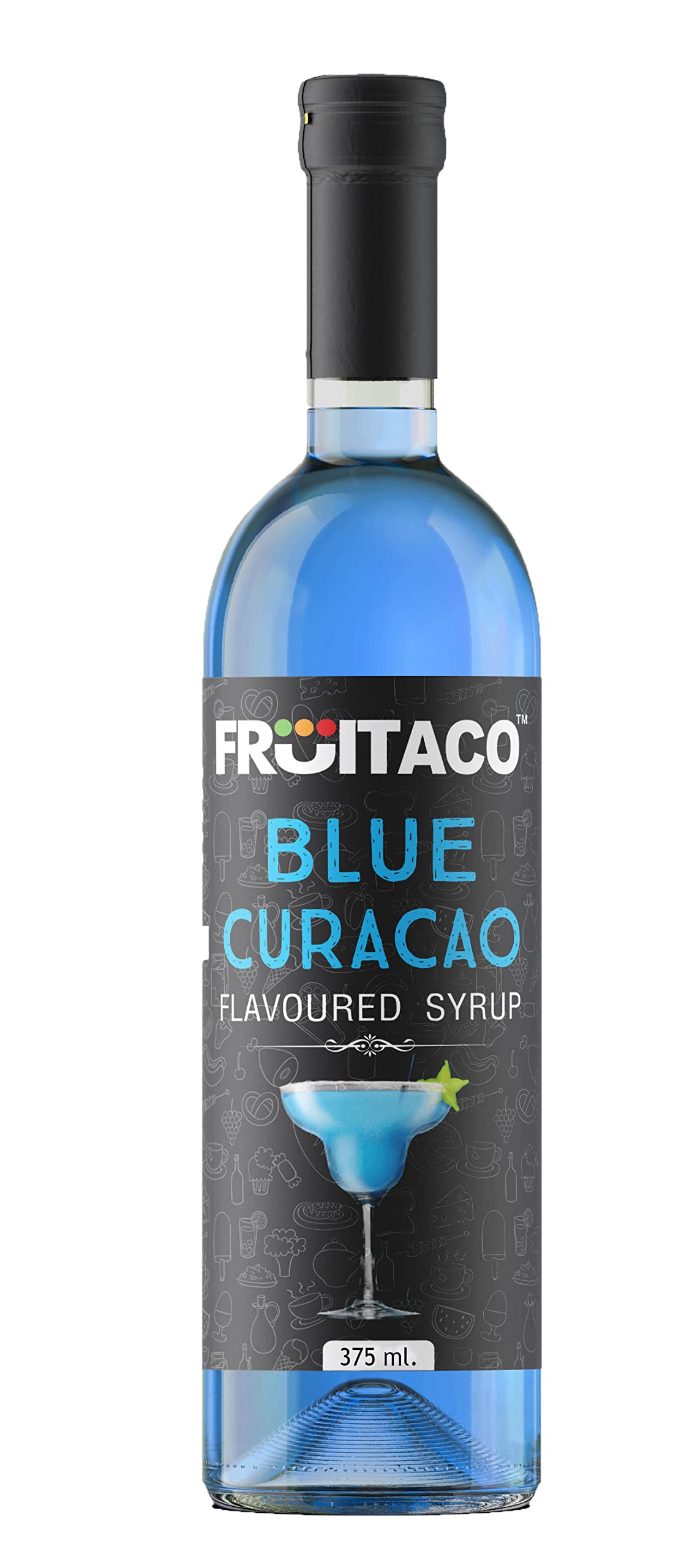 Fruitaco Blue Curacao Syrup 375ML | Mixer for Mocktails, Cocktails, Drinks, Juices, Beverages | Non Alcoholic Mix (Pack of 1)