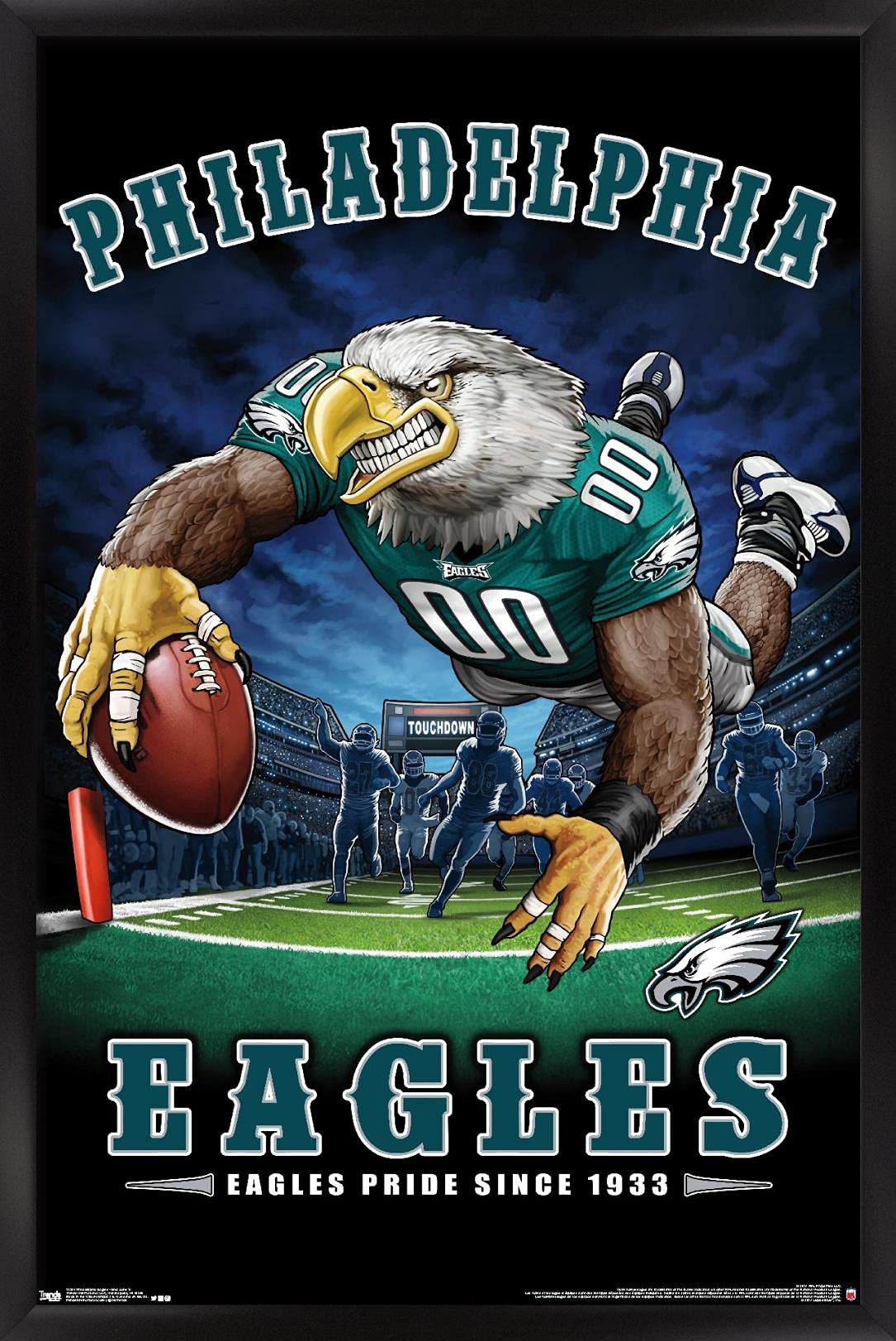 Trends International NFL Philadelphia Eagles - End Zone 17 Wall Poster, 22.375" x 34", Black Framed Version