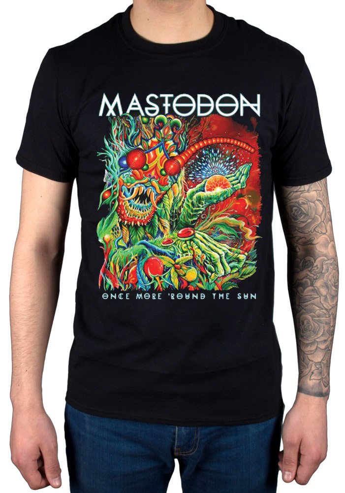 AWDIPMen's Official Mastodon Once More Round The Sun T-Shirt Band Album Heavy Metal Black