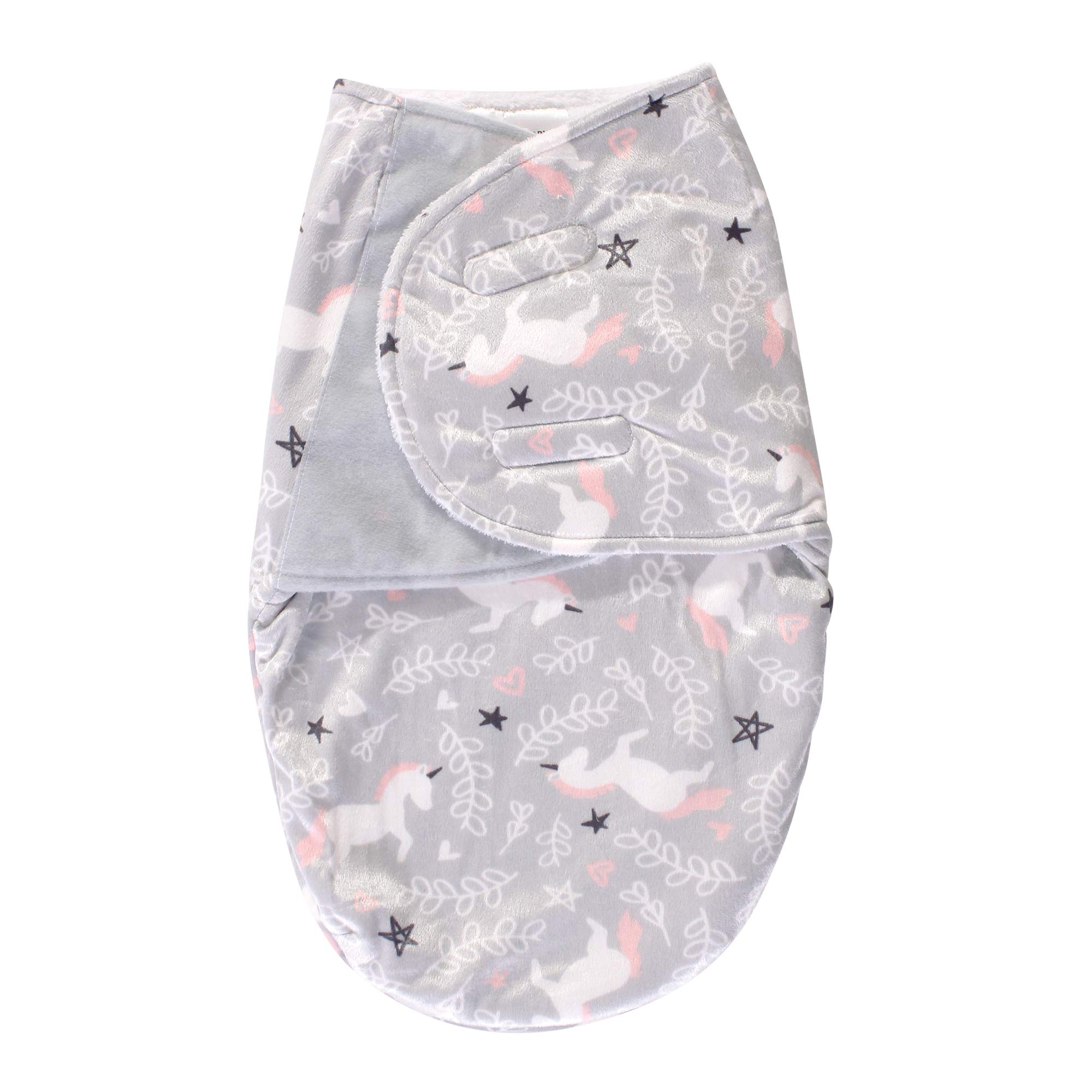 Hudson BabyPLUSH SWADDLE WRAP GRAY UNICORN, 0-3 Months